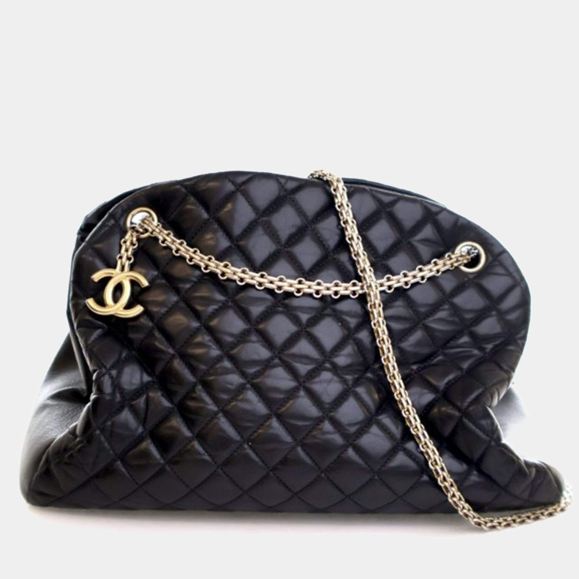 Pre Owned Chanel Large Lambskin Mademoiselle Bowling Bag