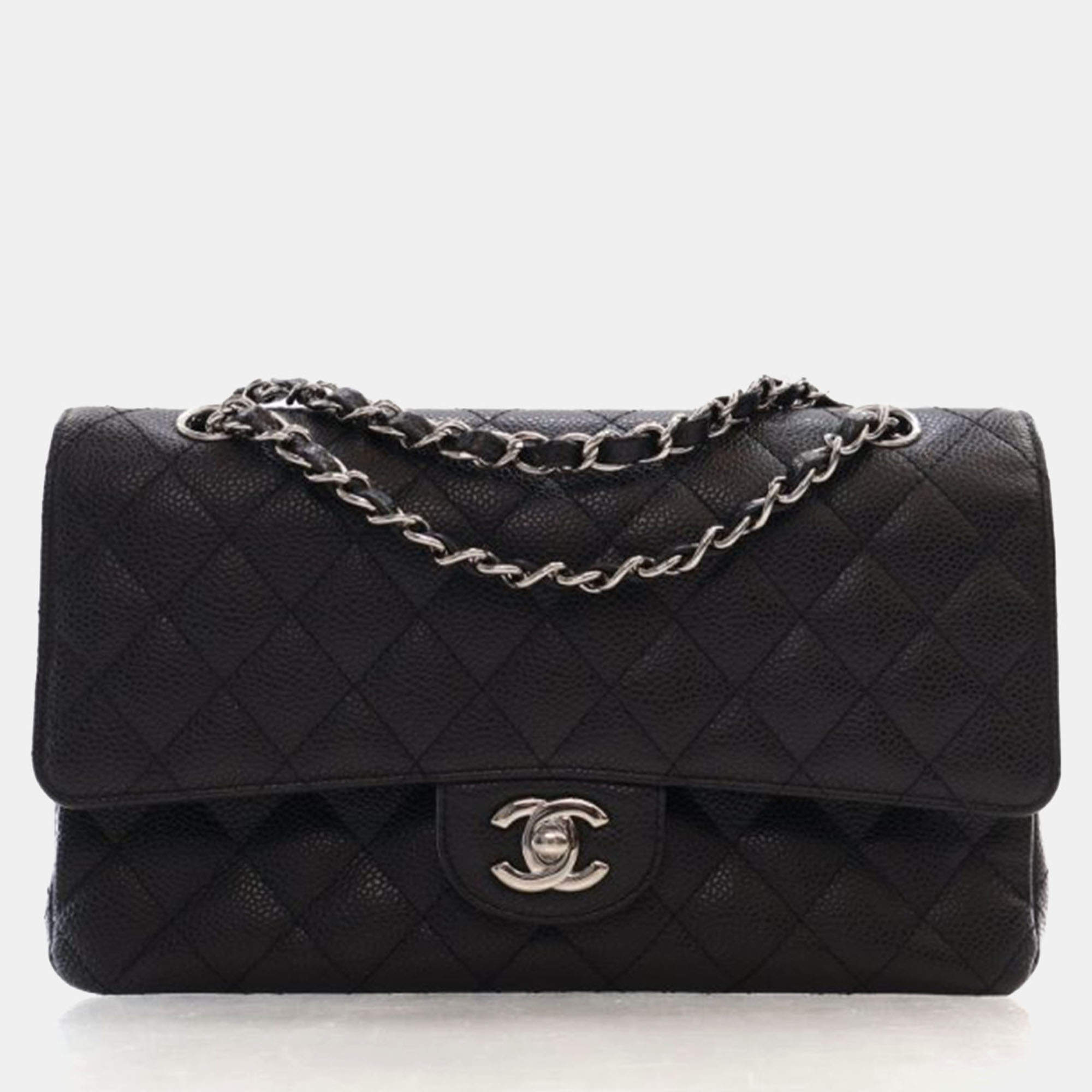Pre Owned Chanel Medium Caviar Classic Double Flap Bag