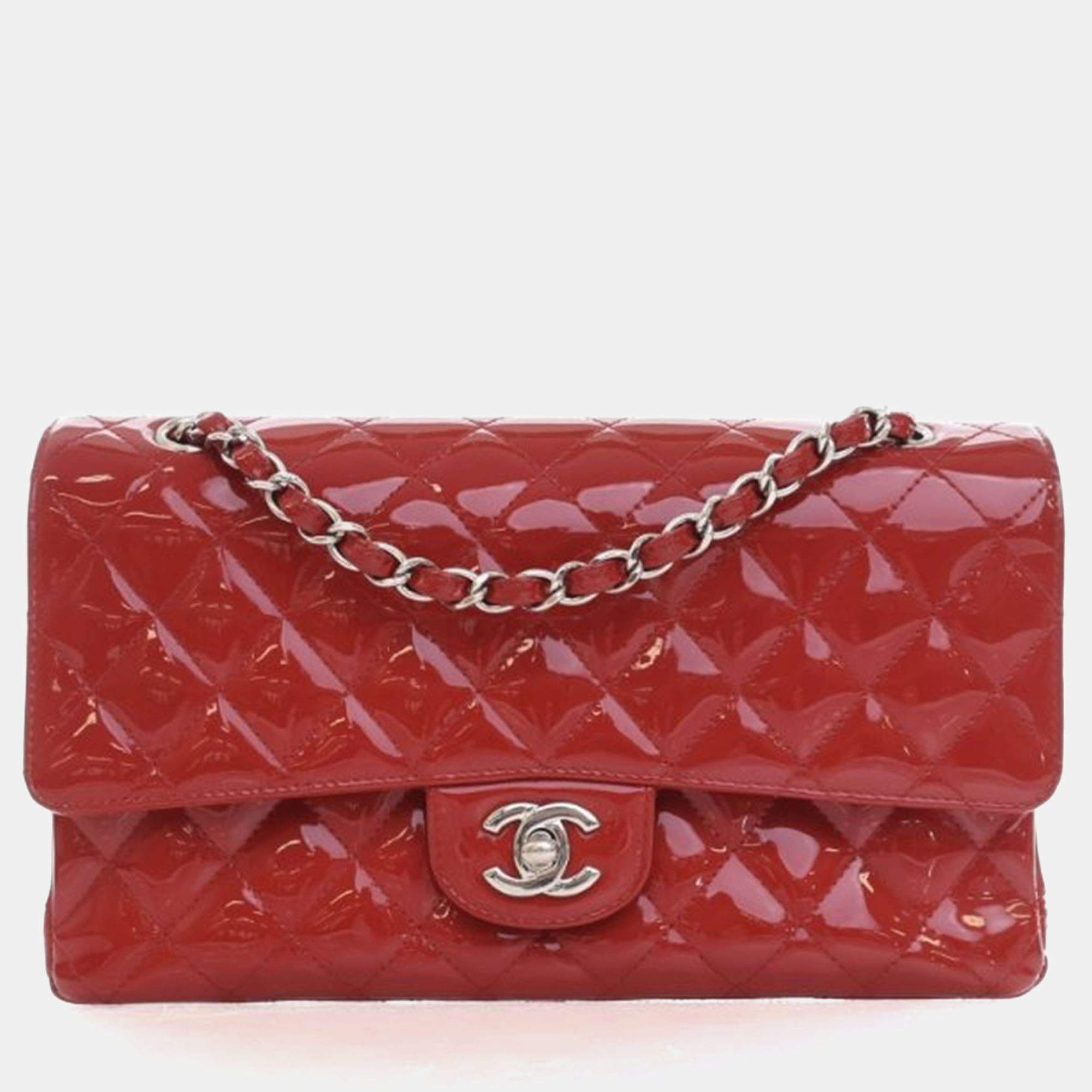 Pre Owned Chanel Medium Patent Classic Double Flap Bag