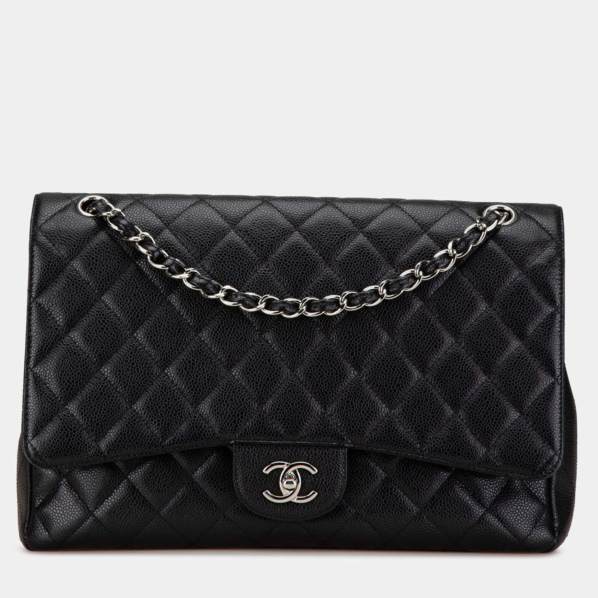 Pre Owned Chanel Black Maxi Classic Caviar Single Flap