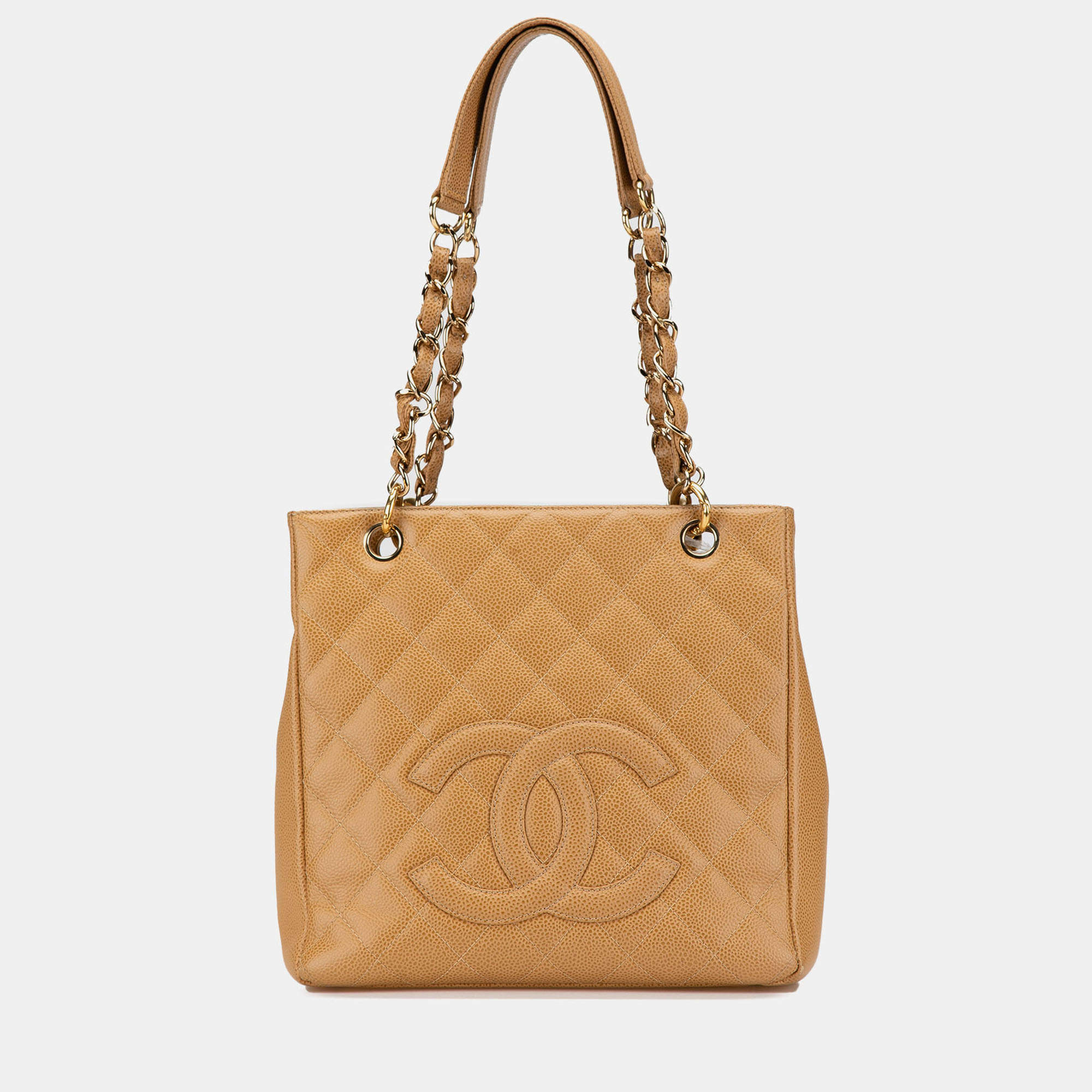 Pre Owned Chanel Brown Caviar Petite Shopping Tote