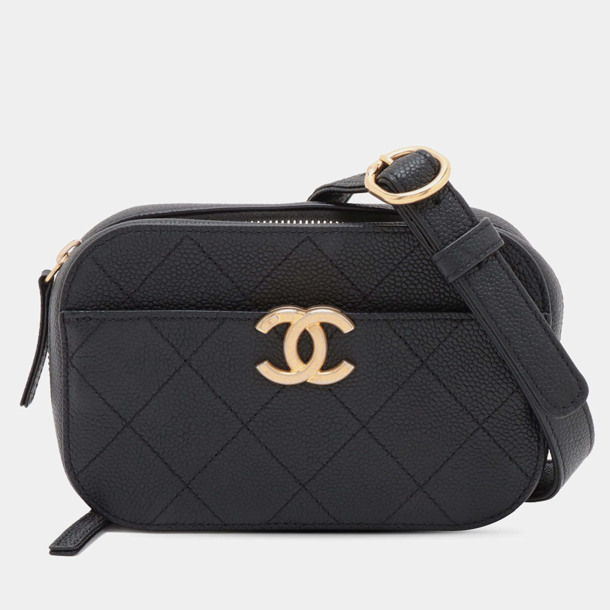 Pre Owned Chanel CC Stitched Caviar Waist Bag