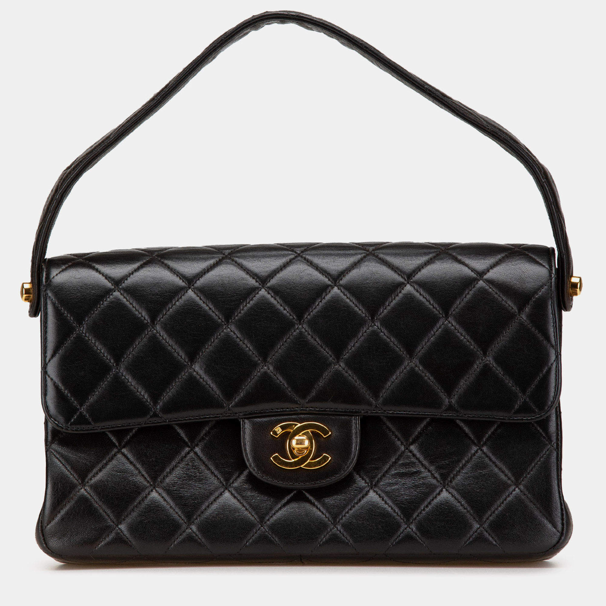 Pre Owned Chanel Black Quilted Lambskin Double Sided Flap