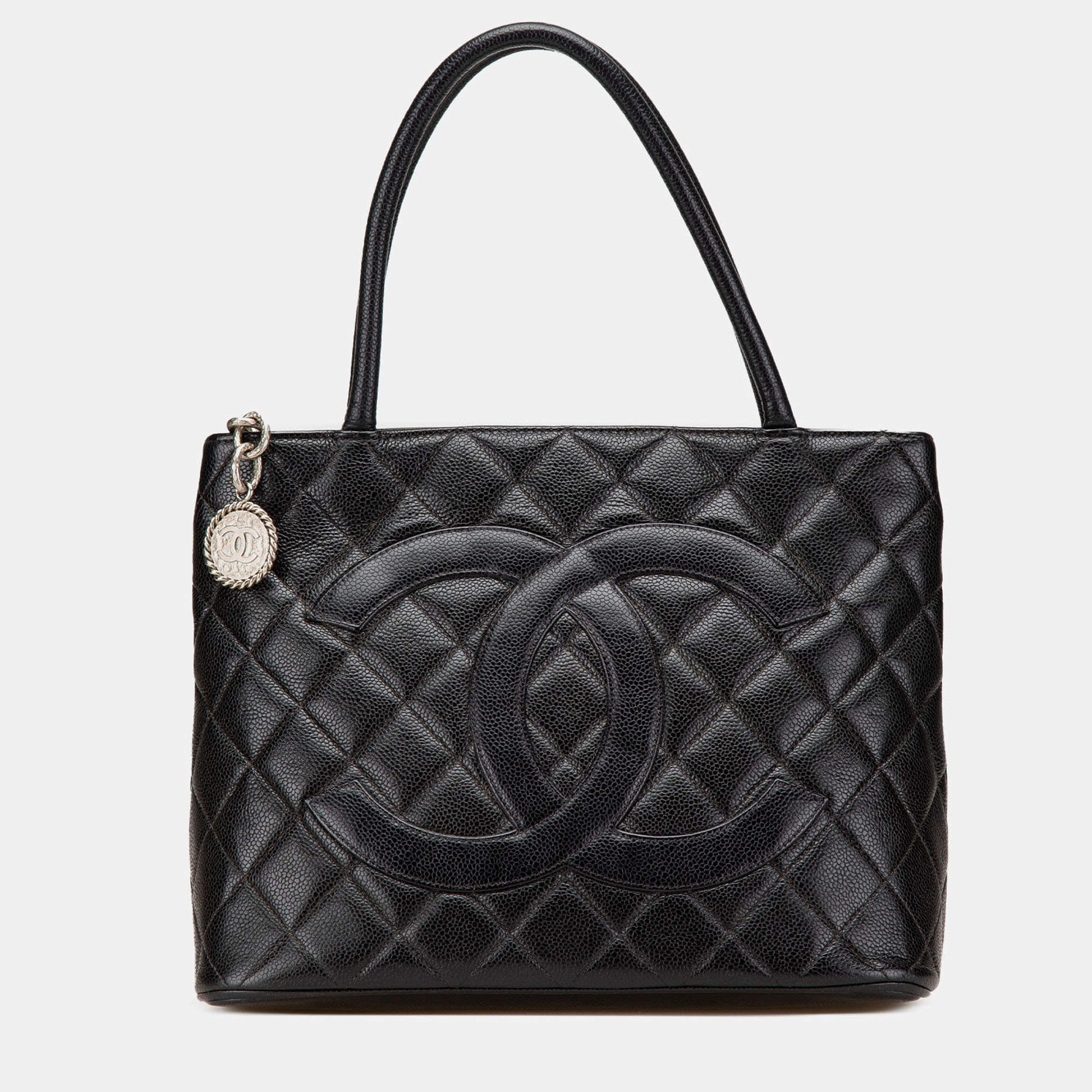 Pre Owned Chanel Black Caviar Medallion Tote 
