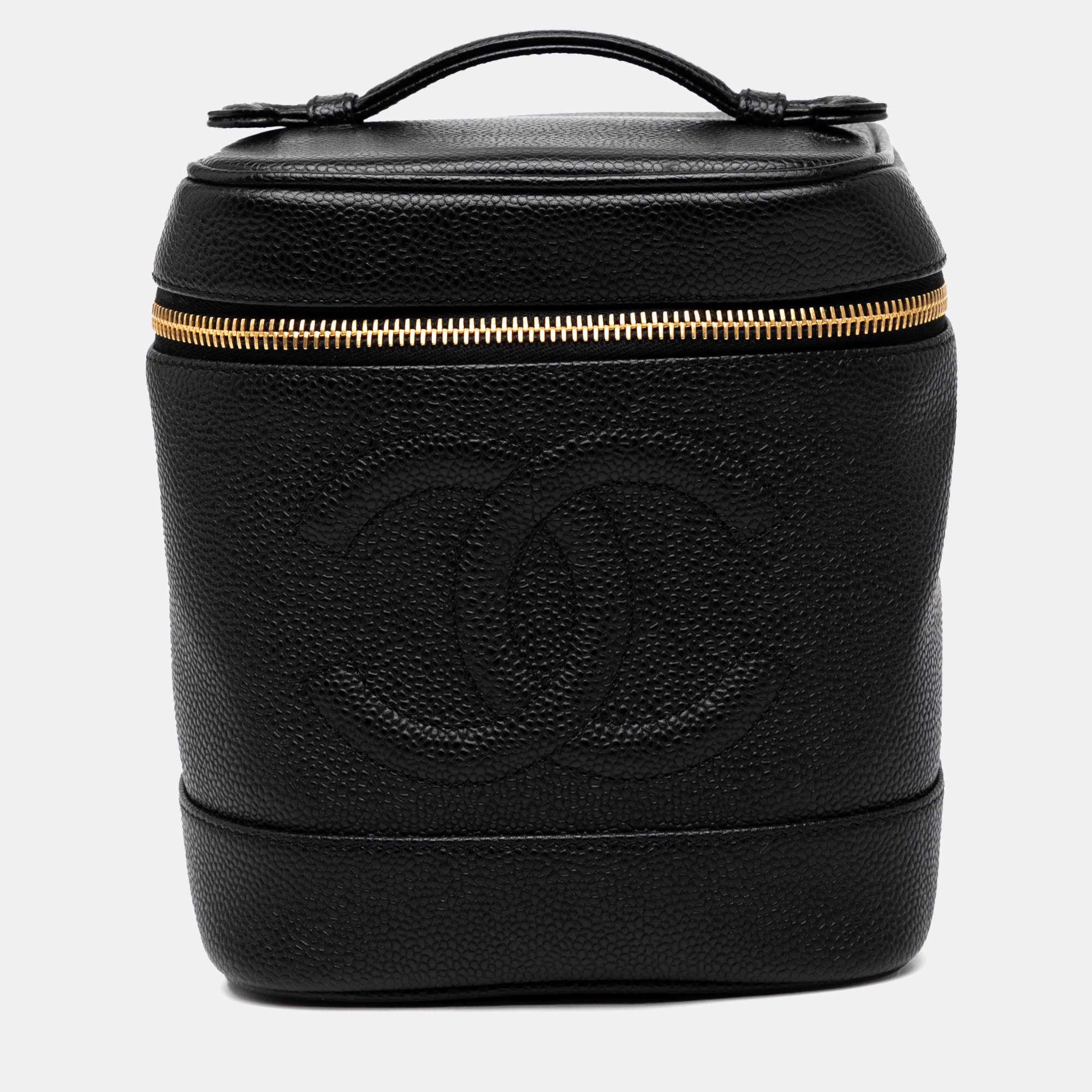 Pre Owned Chanel Black CC Caviar Vanity Case