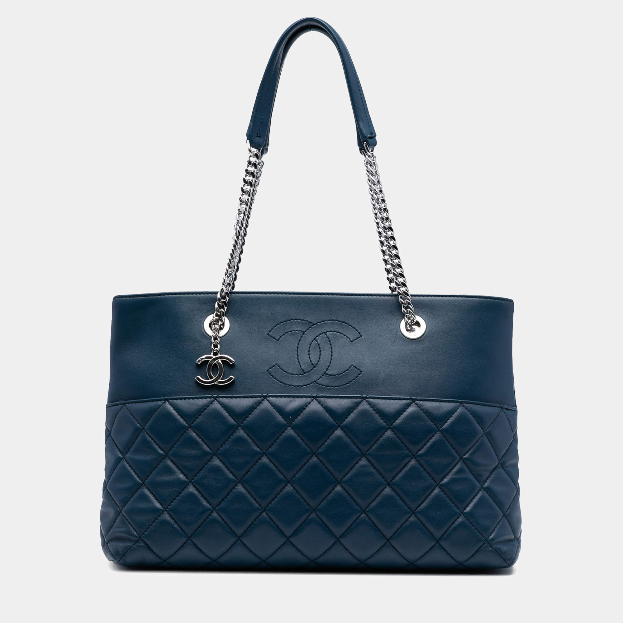 Pre Owned Chanel Blue CC Quilted Lambskin Urban Delight Tote
