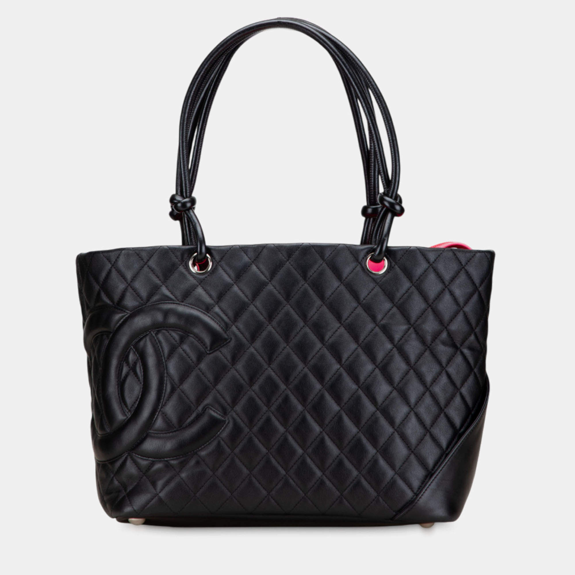 Pre Owned Chanel Black Large Quilted Calfskin Cambon Ligne Tote