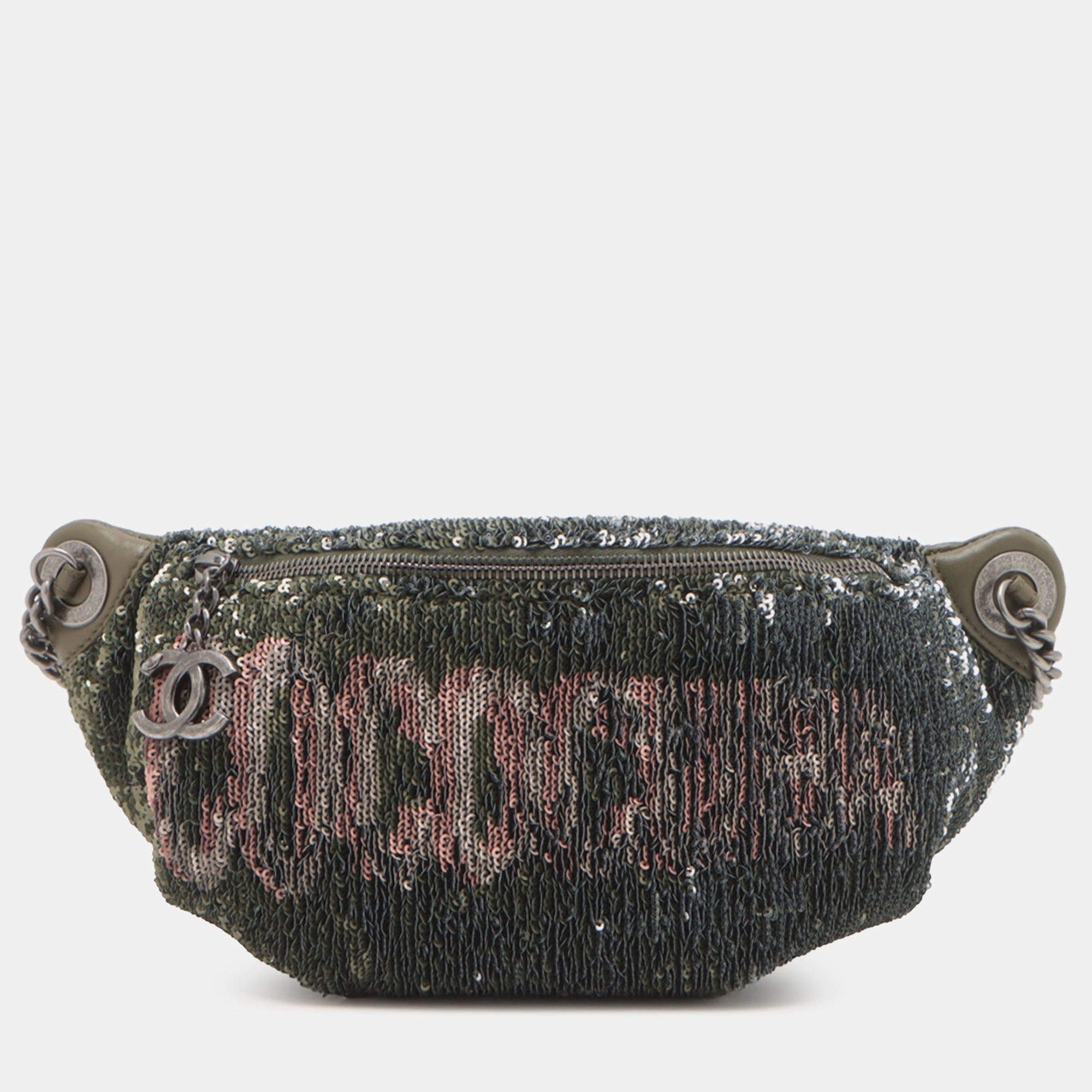 Pre Owned Chanel Brown Sequin and Quilted Lambskin Coco Cuba Waist Bag