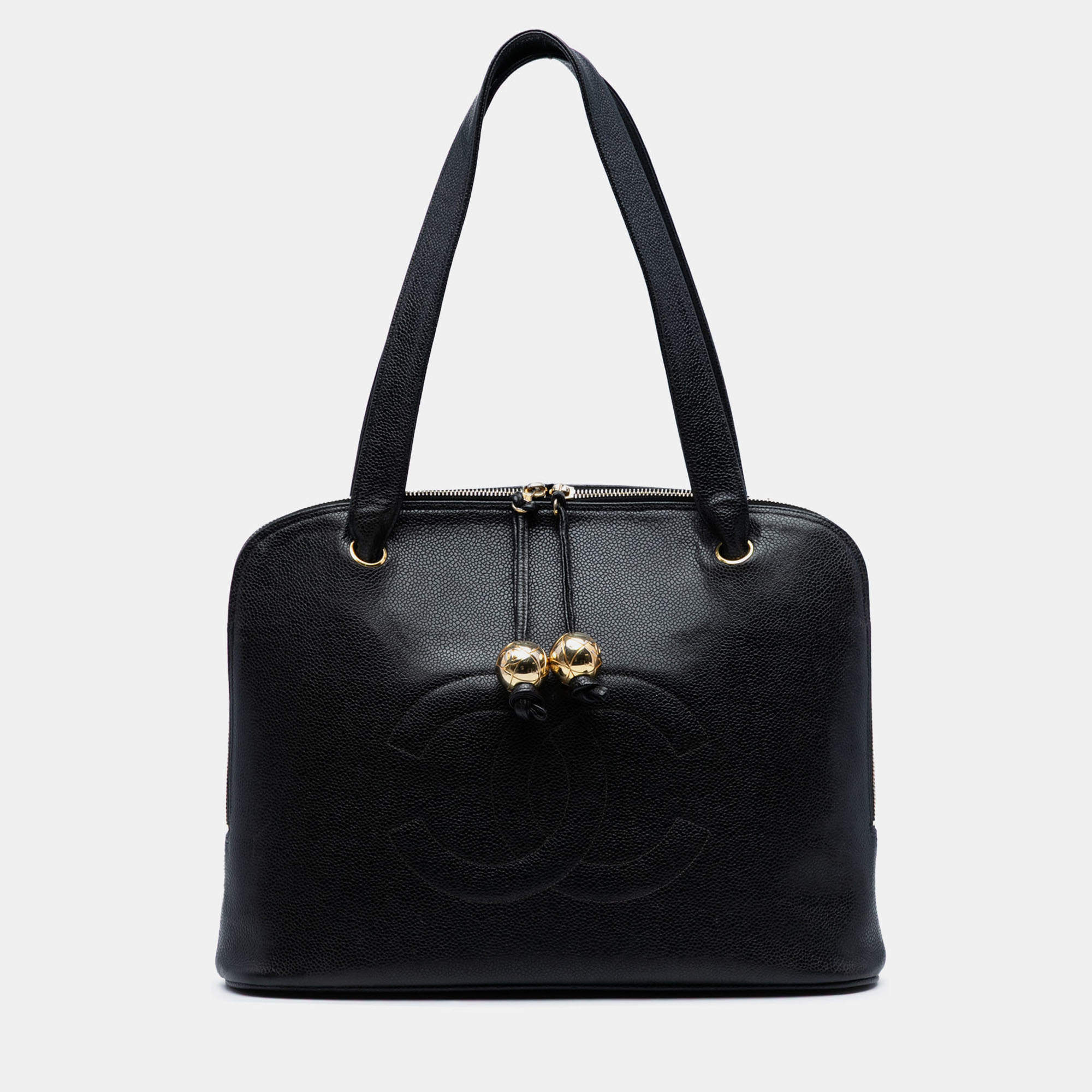 Pre Owned Chanel Black CC Caviar Shoulder Bag