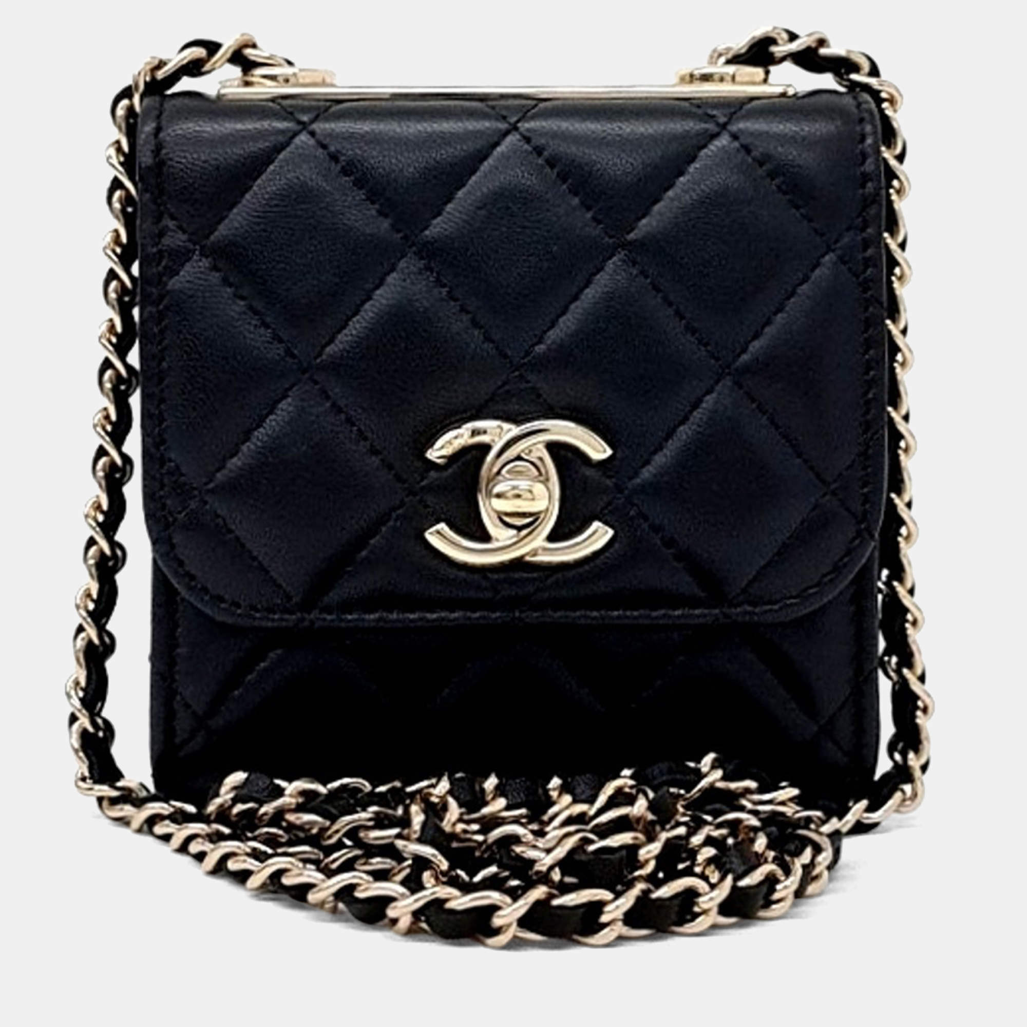 Pre Owned Chanel Black Leather Trend CC Mini Crossbody Bag