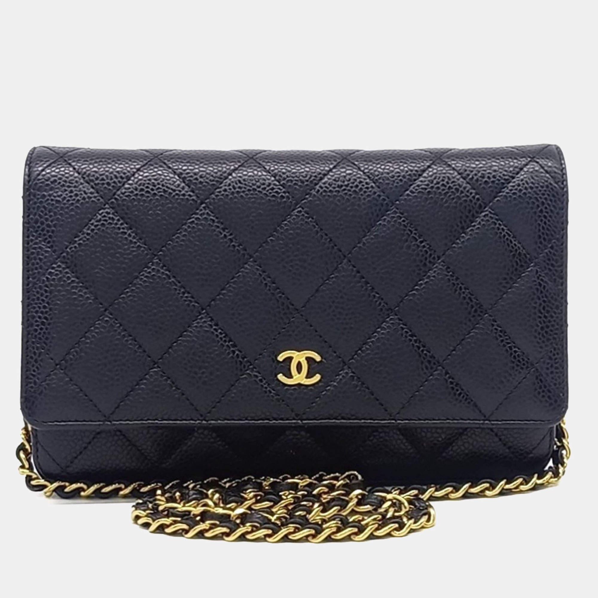 Pre Owned Chanel Black Leather Caviar WOC Mini Crossbody Bag