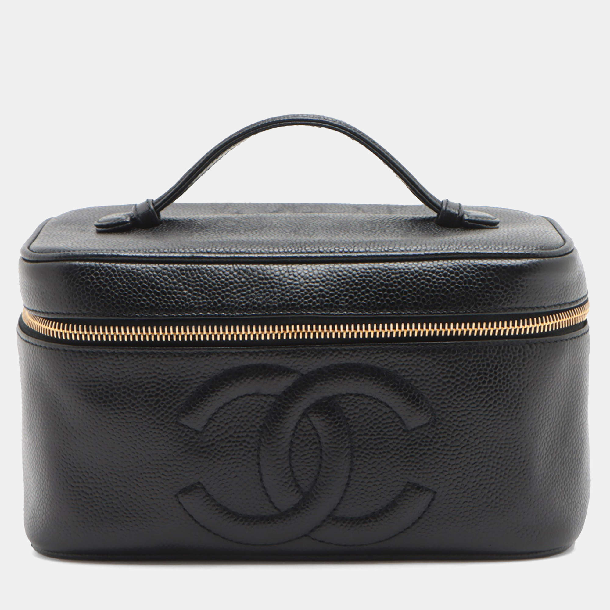 Pre Owned Chanel Black CC Caviar Vanity Case