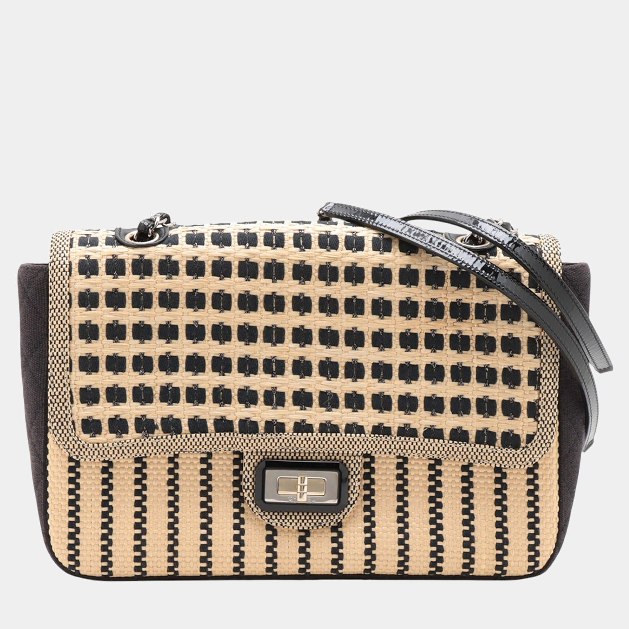 Pre Owned Chanel Brown Woven Raffia Cannes Mademoiselle Single Flap