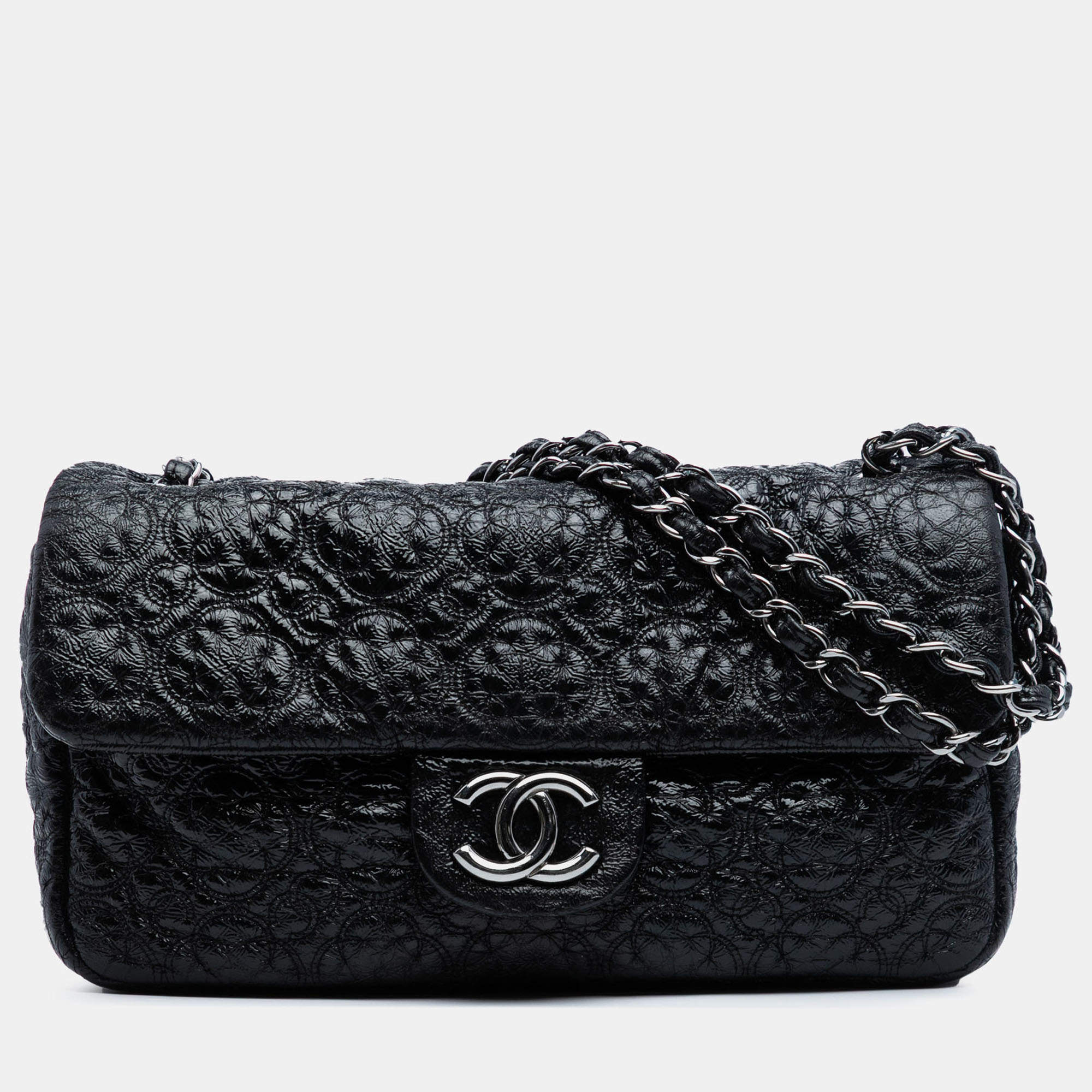 Pre Owned Chanel Vinyl Rock In Moscow Single Flap