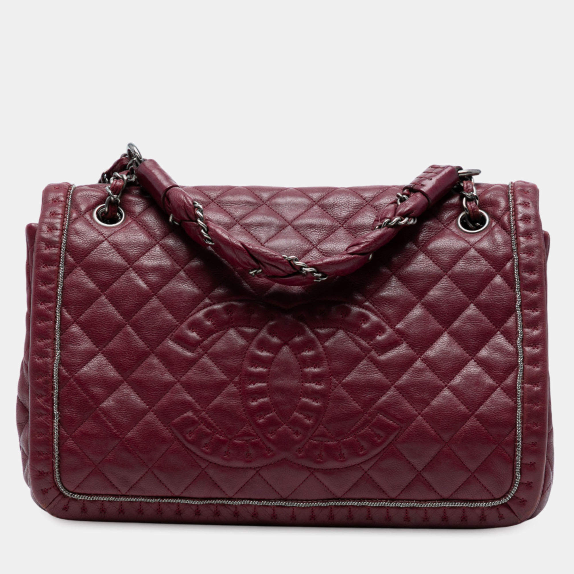 Pre Owned Chanel Red Quilted Calfskin Istanbul Accordion Flap