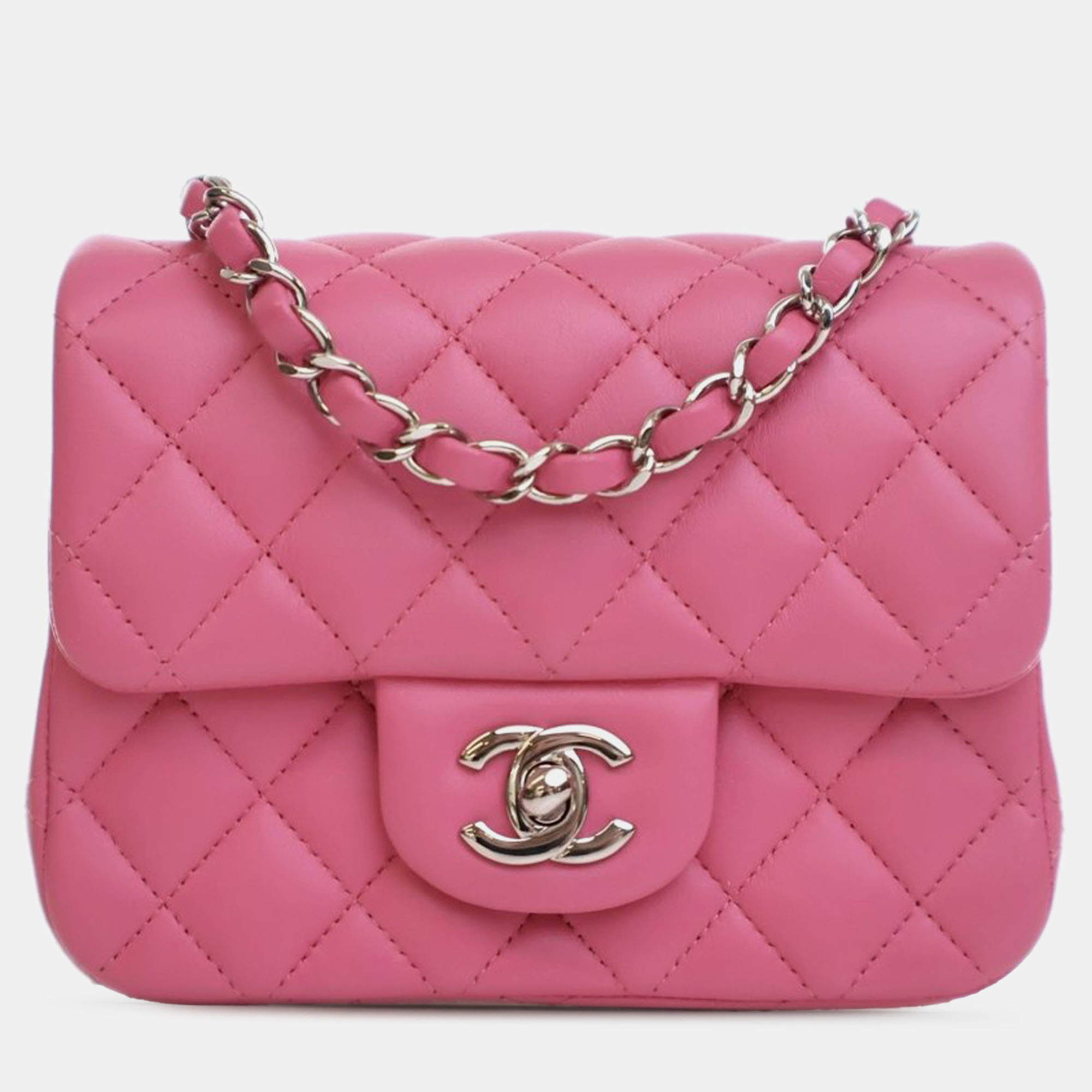 Pre Owned Chanel Mini Square Classic Lambskin Single Flap
