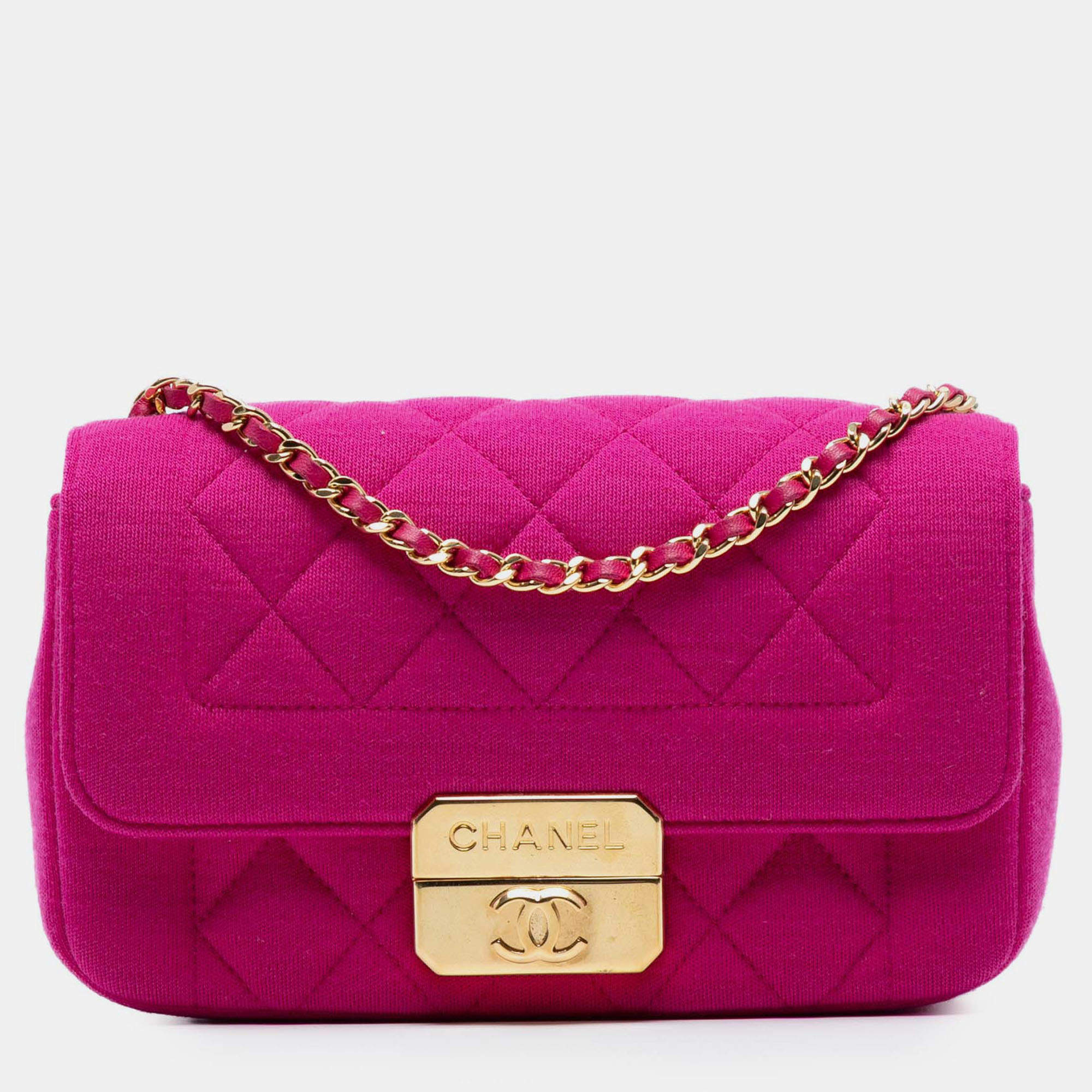 Pre Owned Chanel Mini Jersey Chic With Me Flap