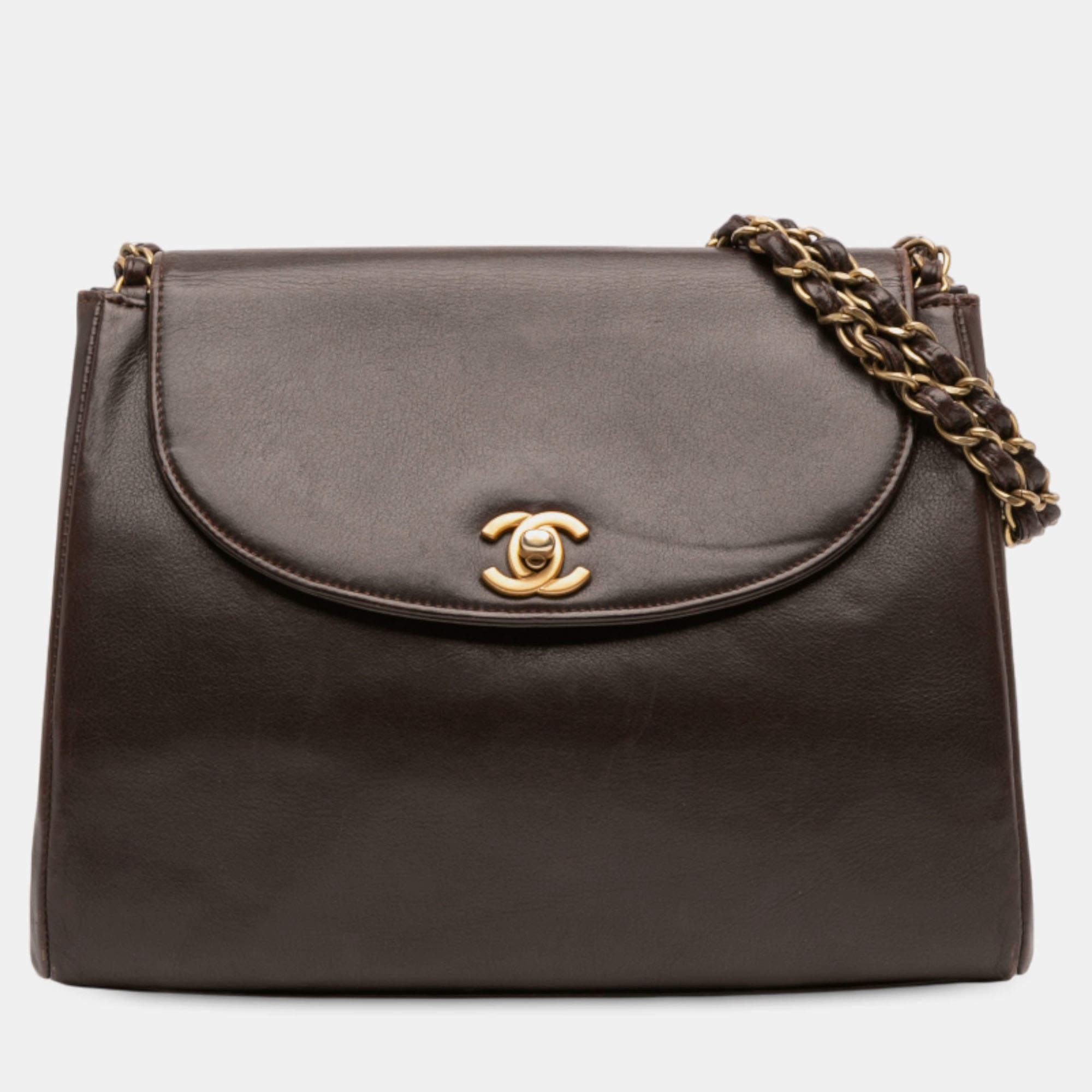 Pre Owned Chanel CC Lambskin Chain Shoulder Bag
