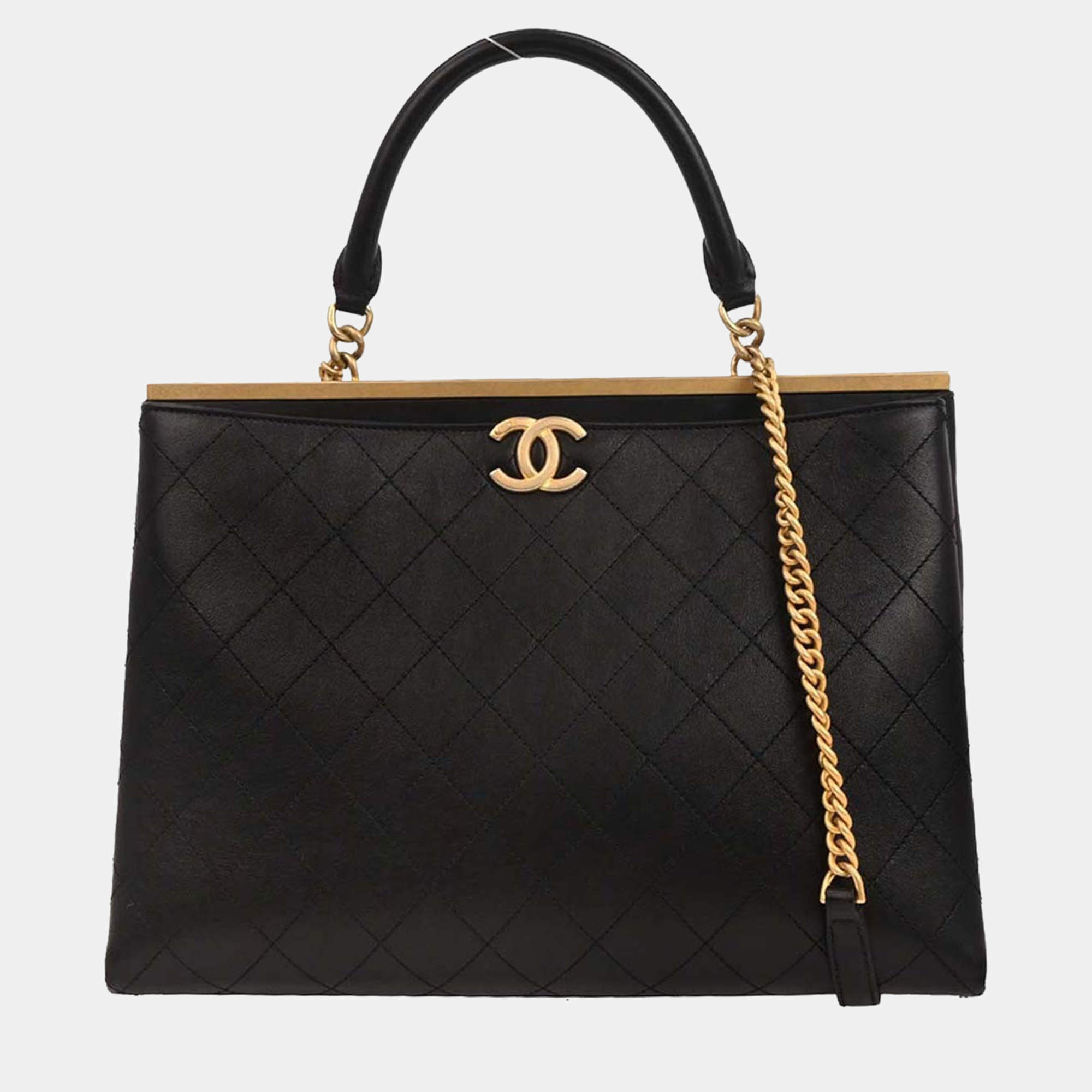 Pre Owned Chanel Black Coco Luxe Calfskin 2way Handbag