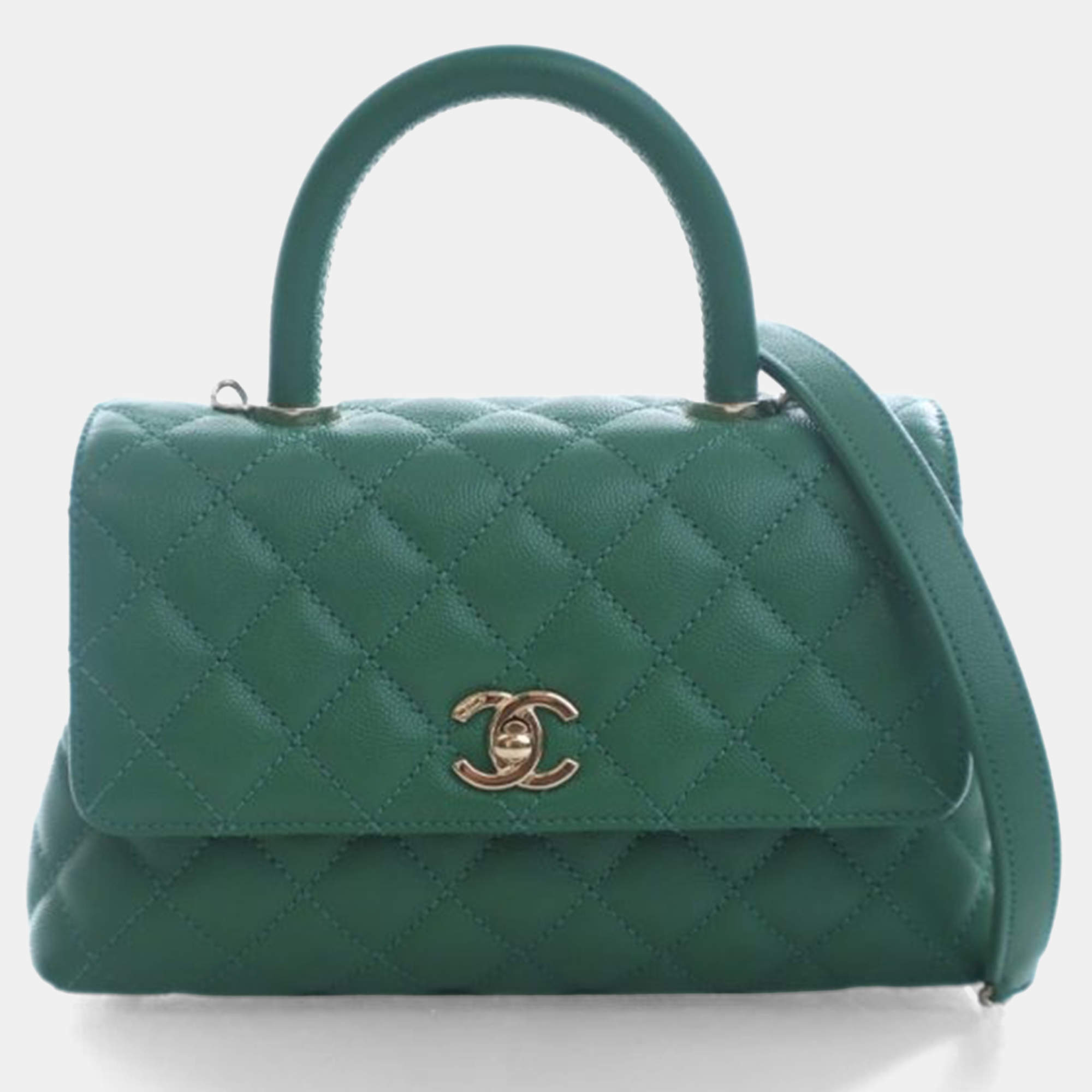 Pre Owned Chanel Mini Caviar Coco Handle Bag