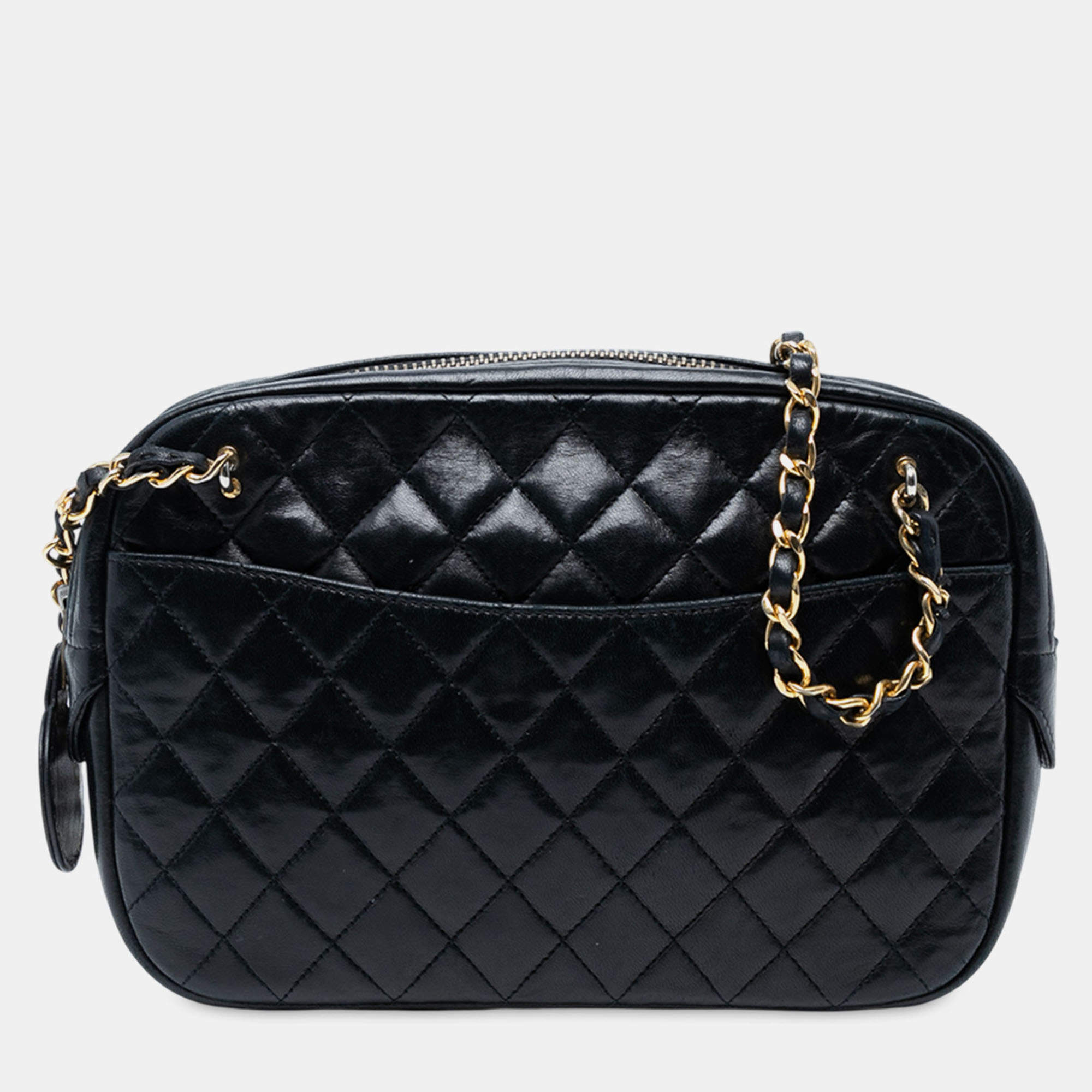 Pre Owned Chanel CC Quilted Lambskin Chain Camera Bag
