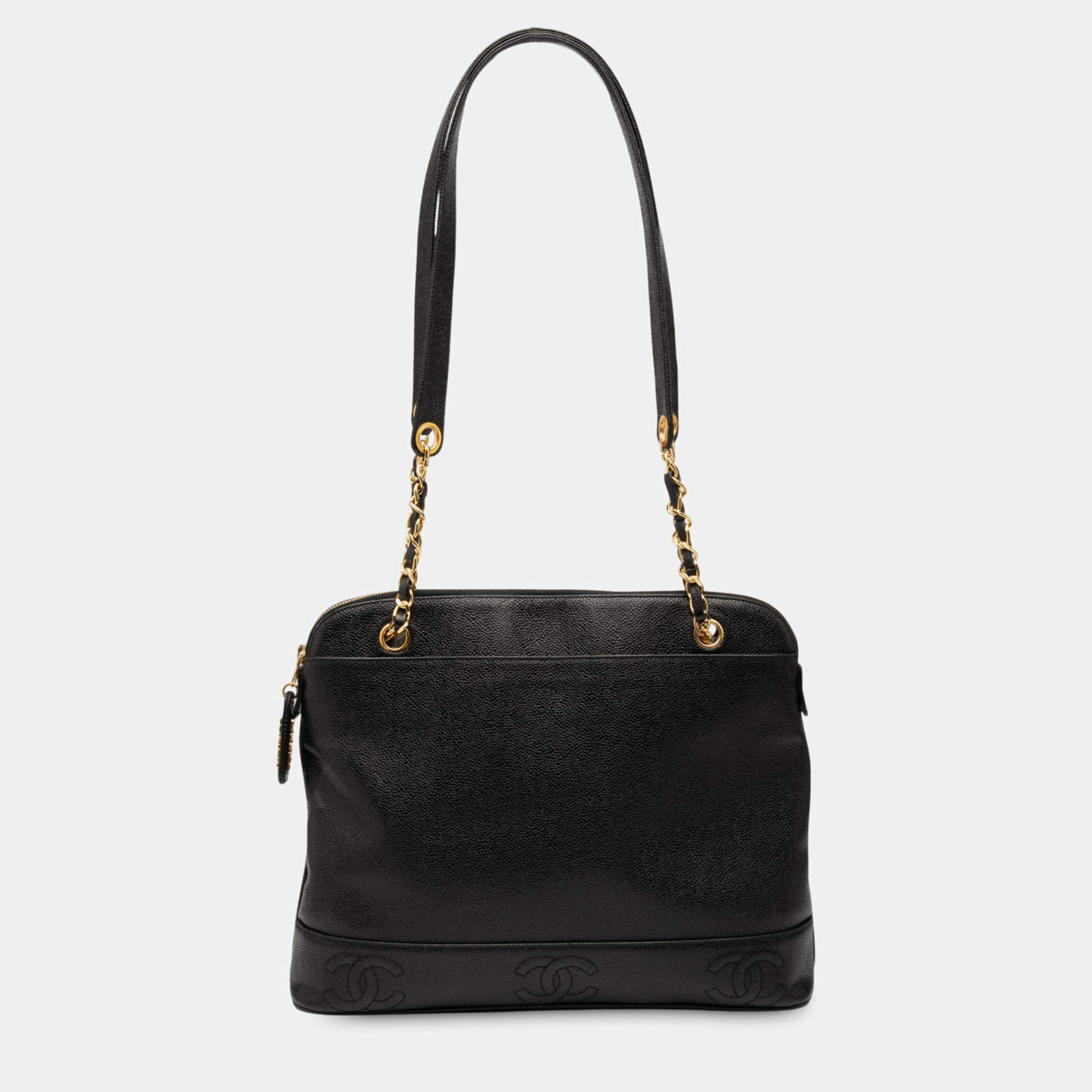 Pre Owned Chanel Black Triple CC Caviar Shoulder Bag