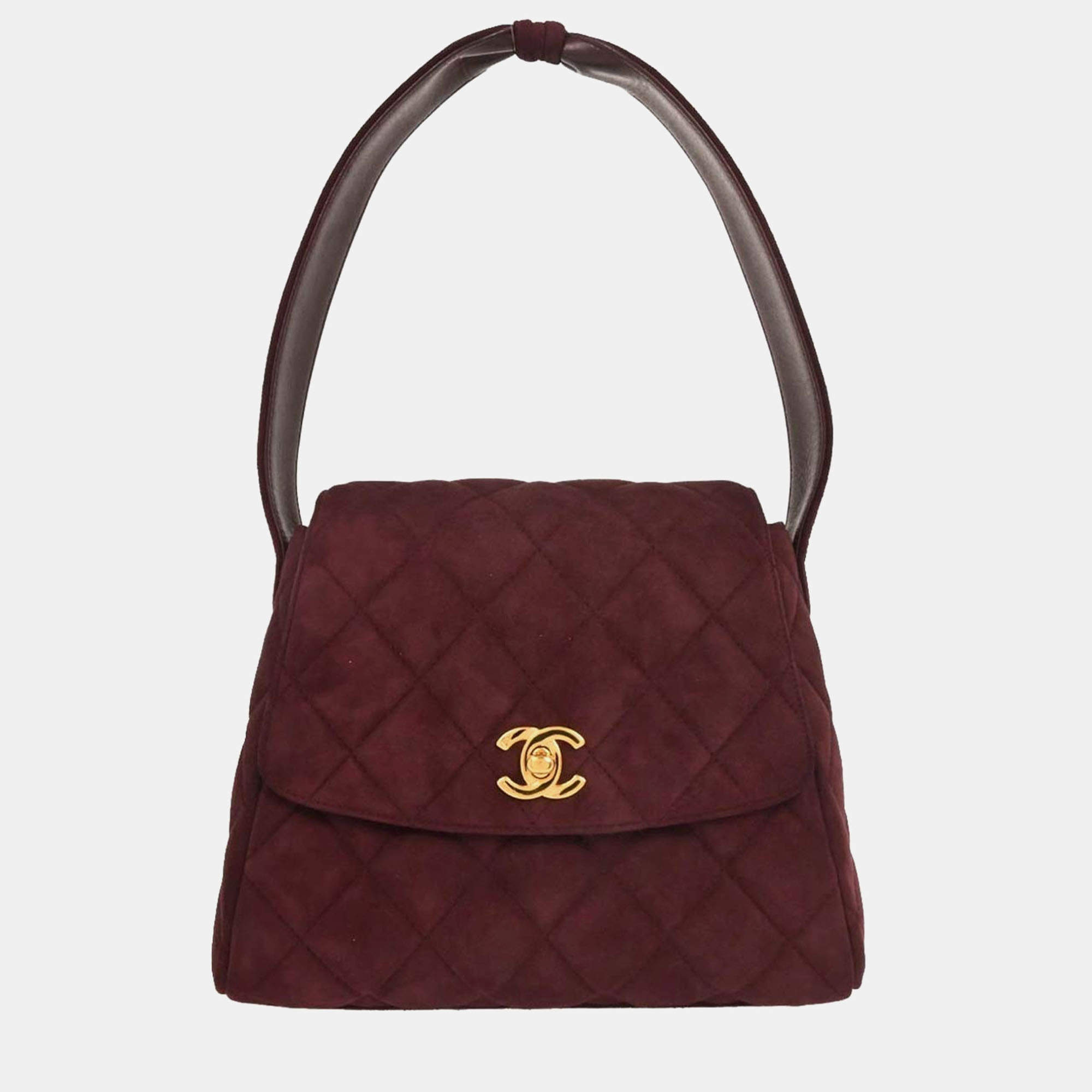 Pre Owned Chanel Bordeaux Suede Handbag
