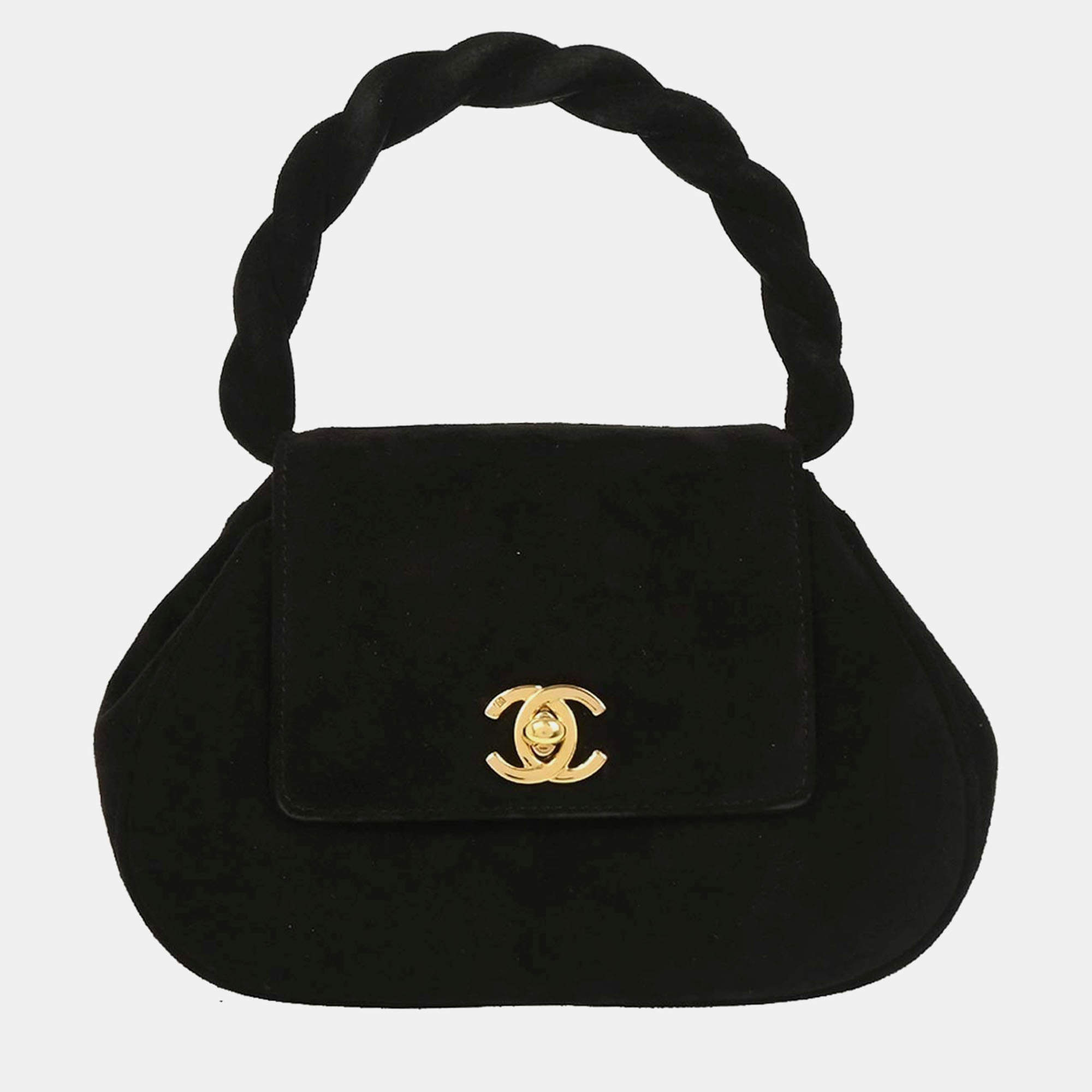 Pre Owned Chanel Black Suede Handbag