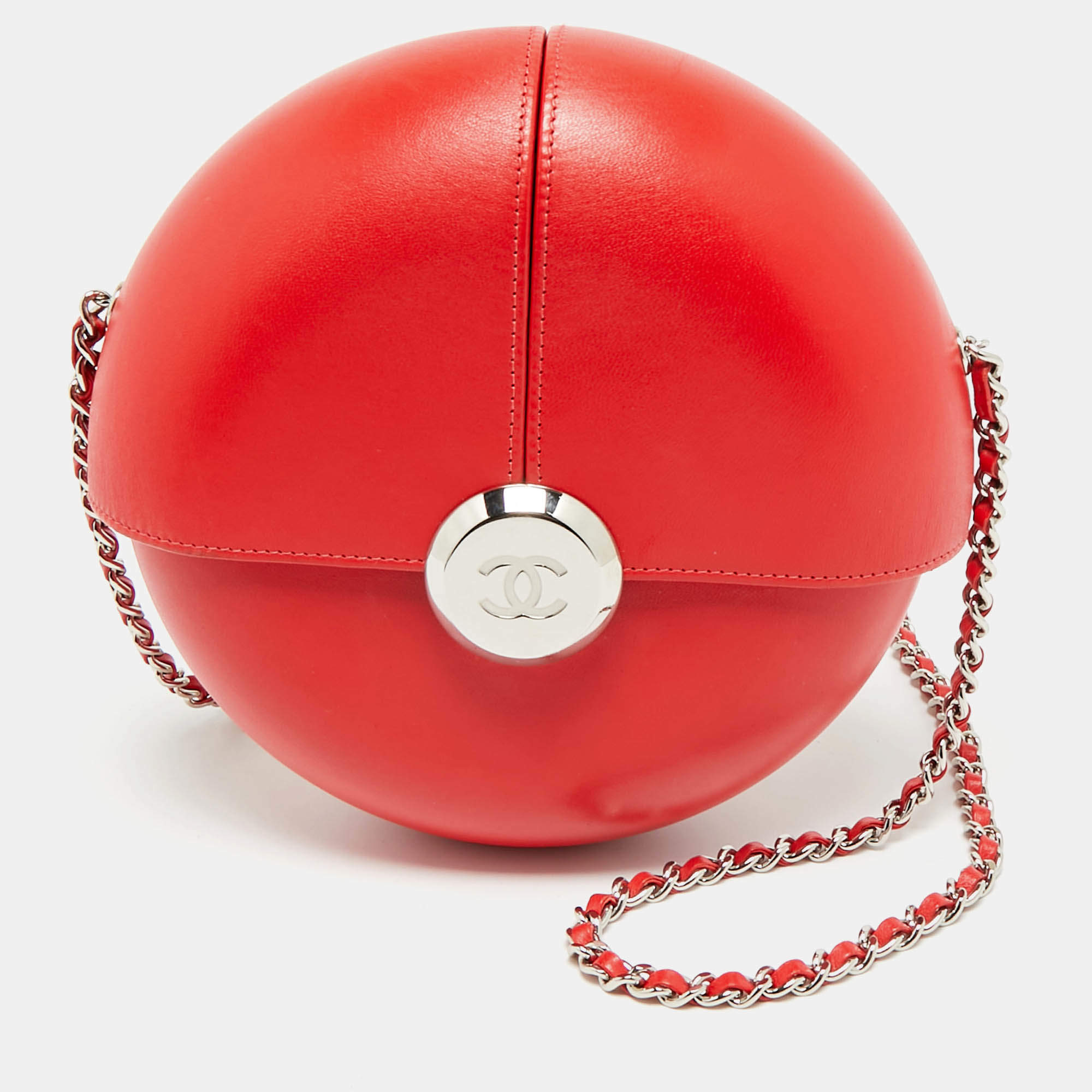 Pre Owned Chanel Red Leather Evening in the Air Bag