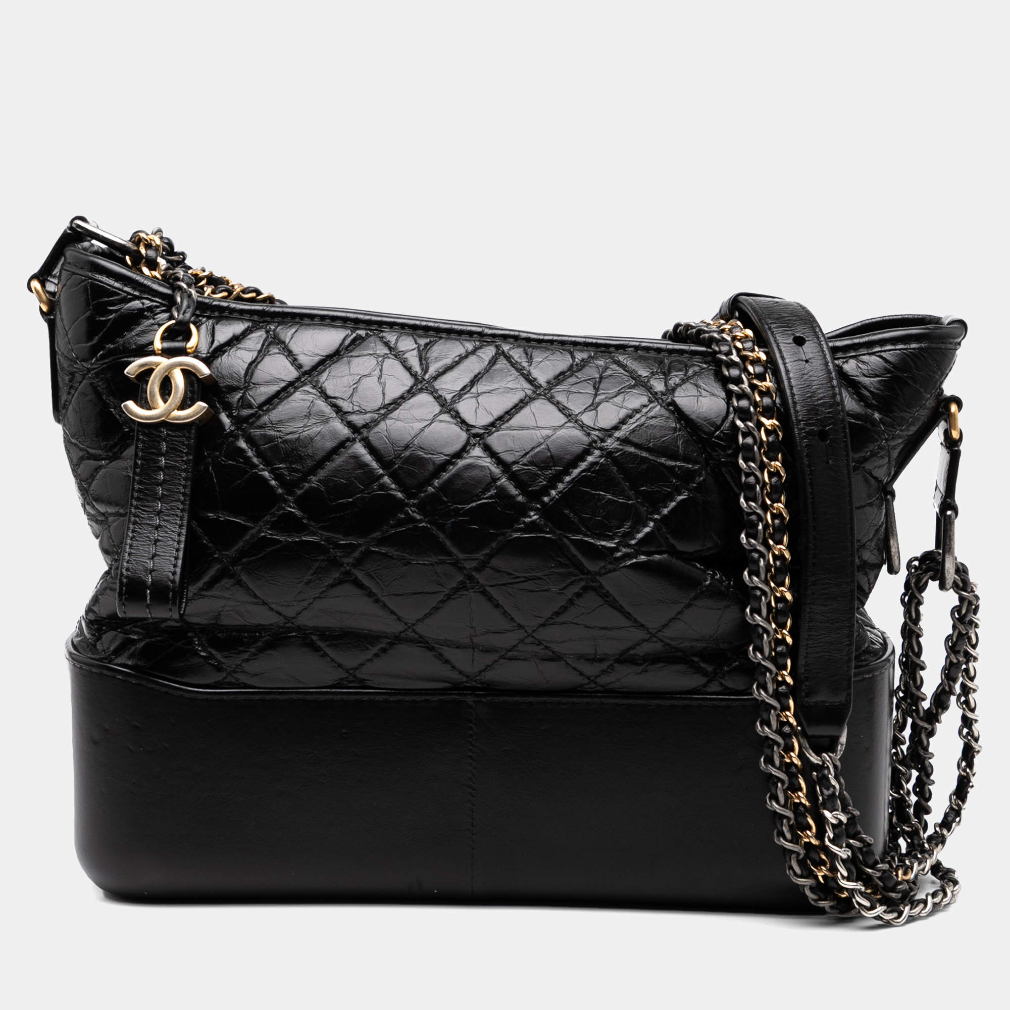 Pre Owned Chanel Black Medium Aged Calfskin Gabrielle Crossbody