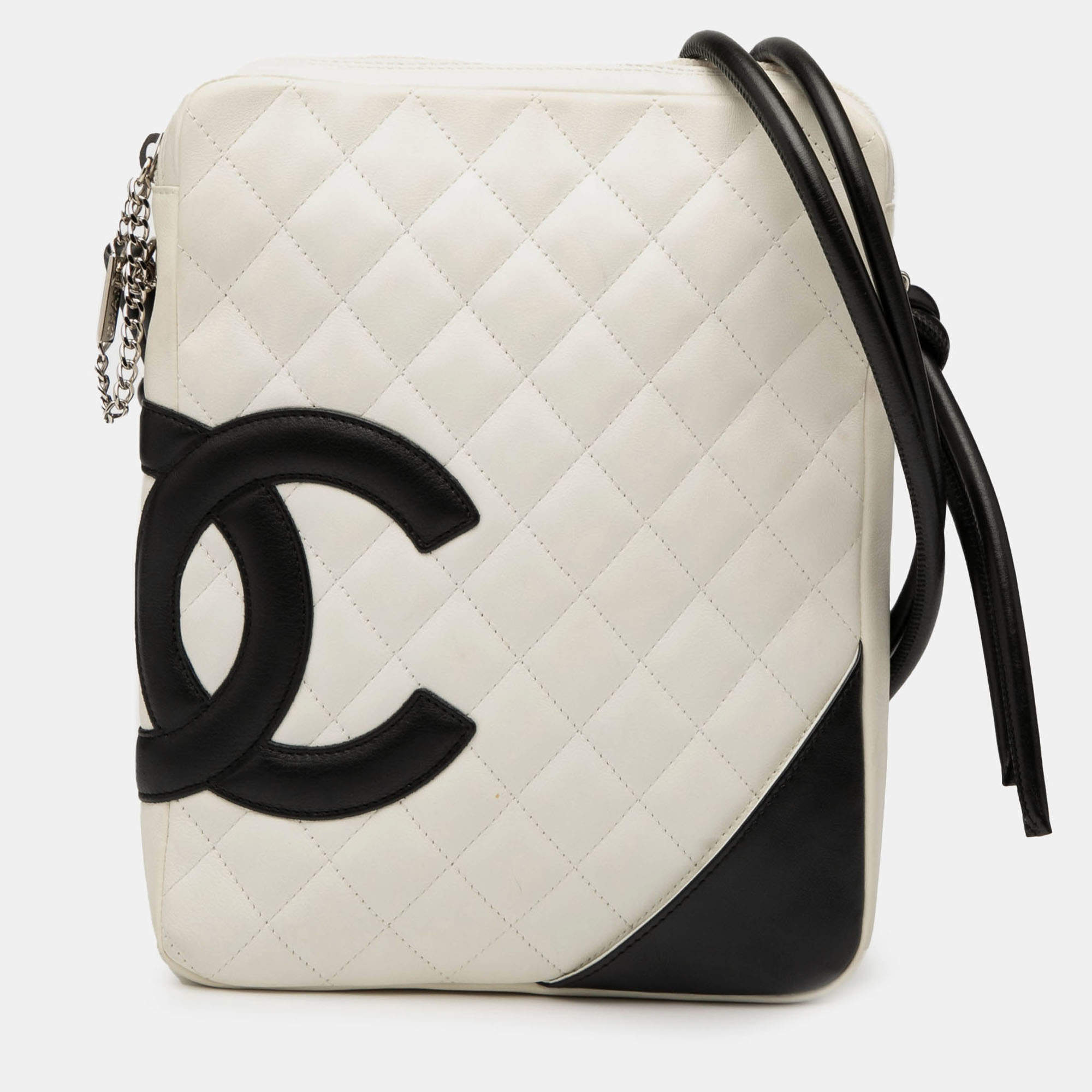 Pre Owned Chanel Black/White Lambskin Cambon Ligne Crossbody