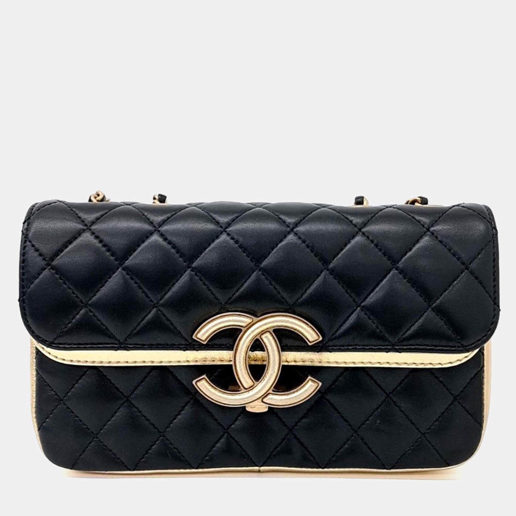 Pre Owned Chanel Black Leather Chain Shoulder Bag