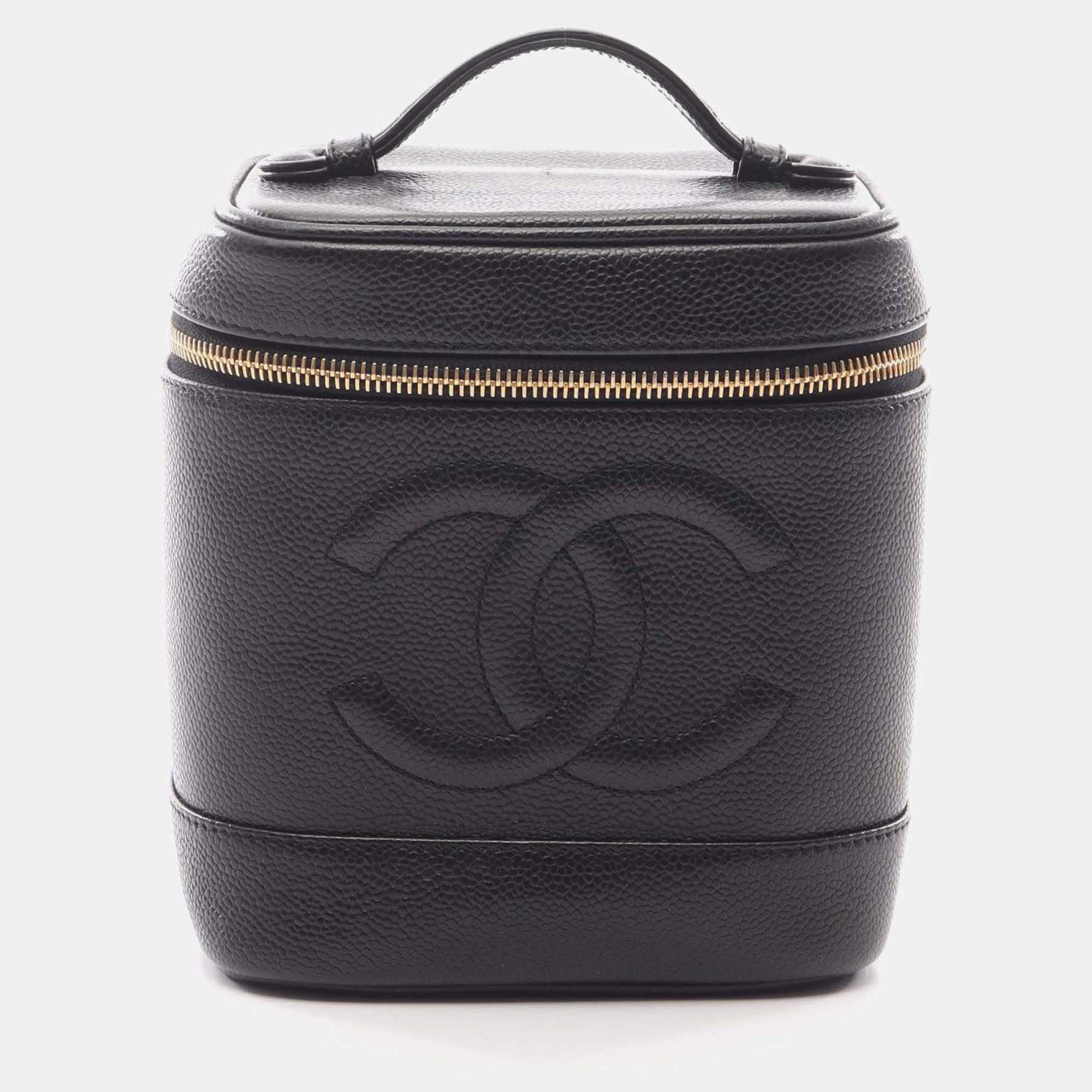 Pre Owned Chanel CC Black Leather Vanity Clutch