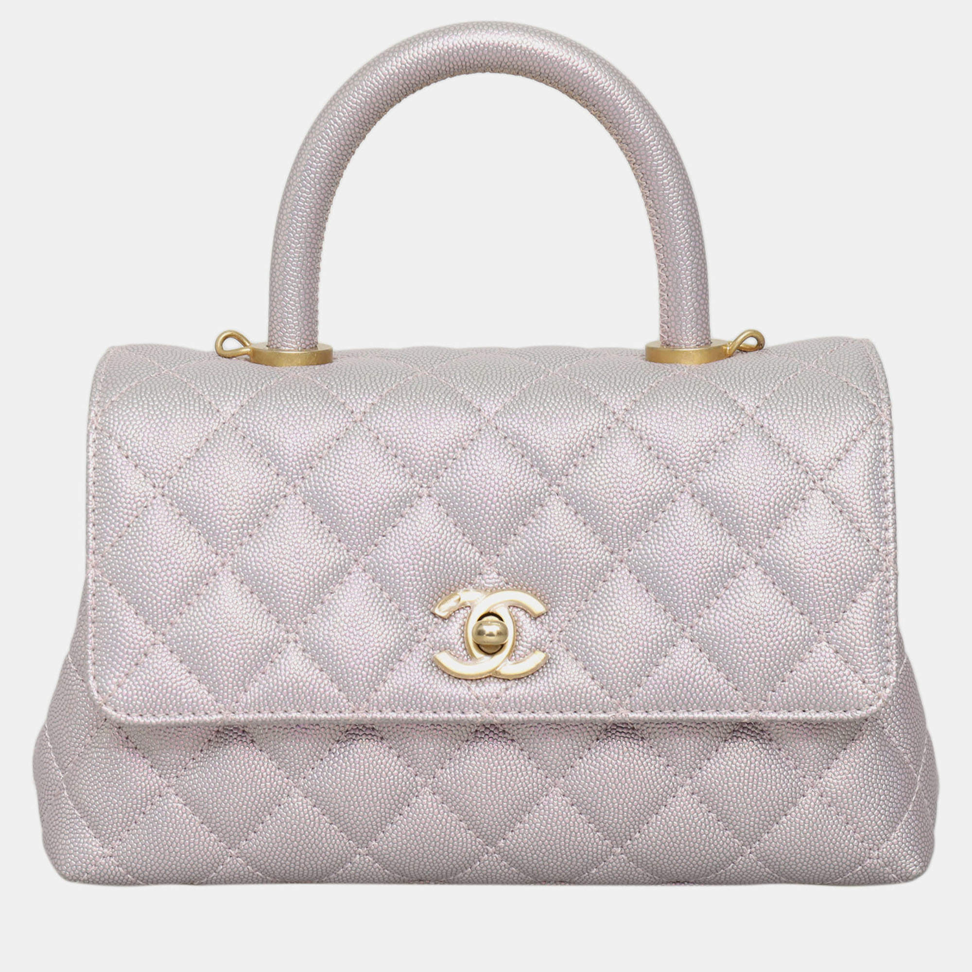Pre Owned Chanel Iridescent Caviar Quilted Mini Coco Handle Bag