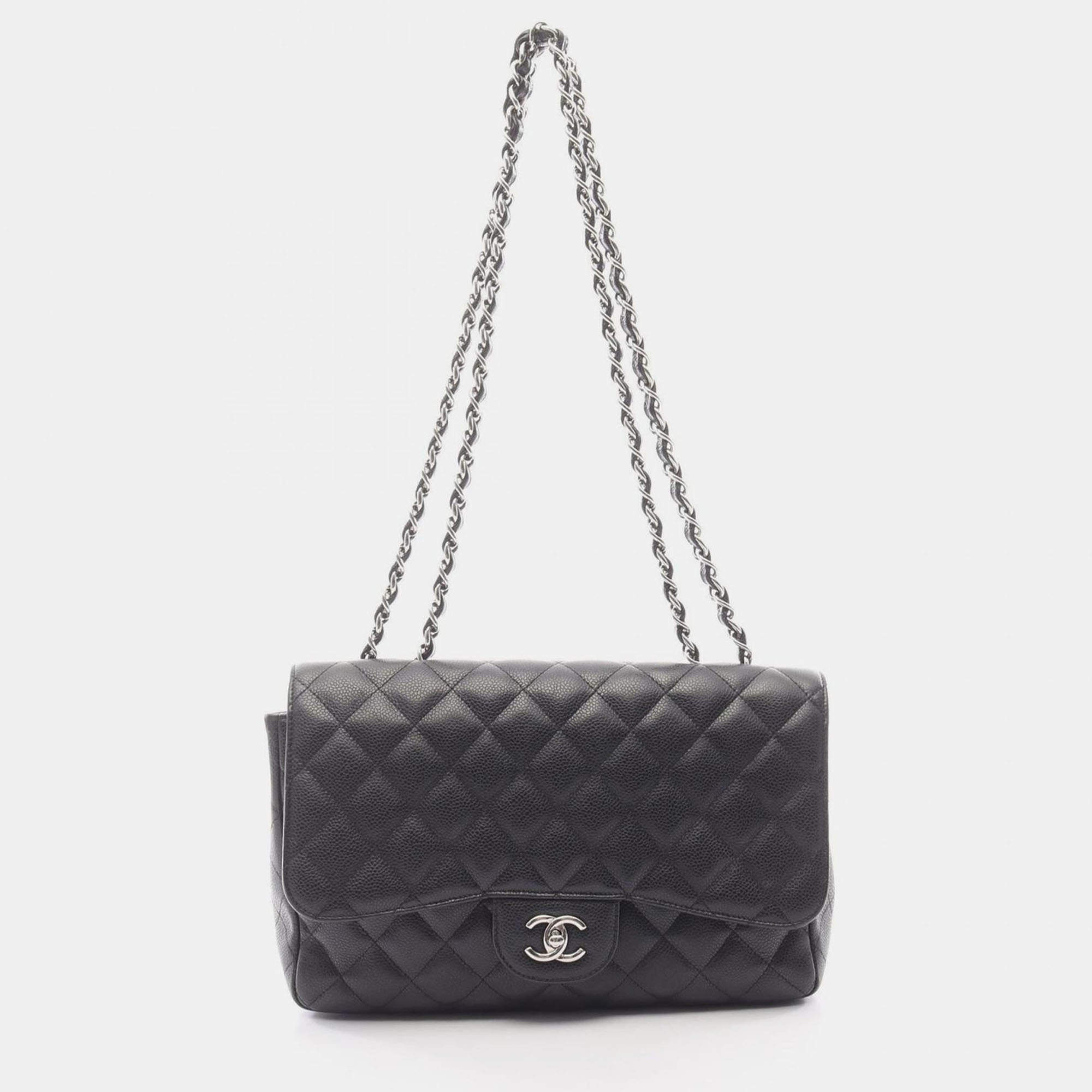 Pre Owned Chanel Jumbo Matelasse 30 Single Flap Chain Shoulder Bag Grained Calfskin