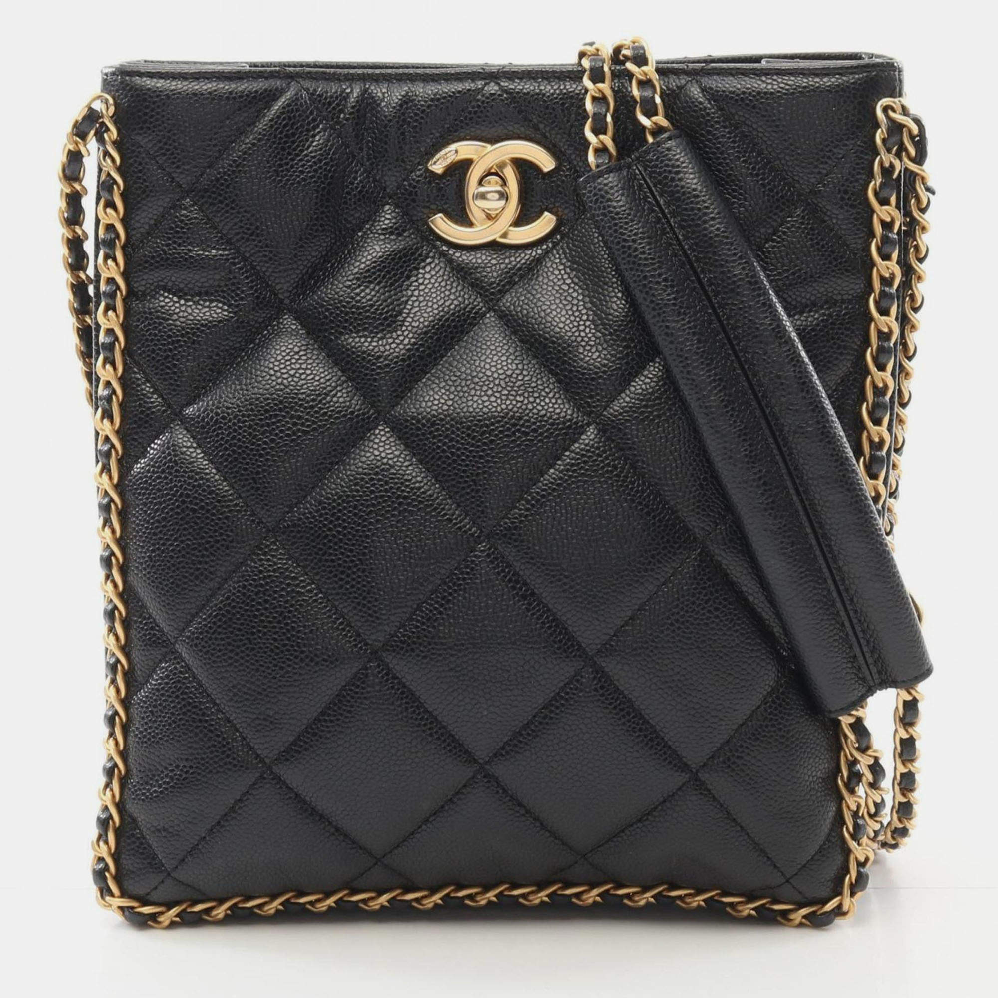 مملوكة مسبقًا Chanel Small Bag Matelasse Shoulder Caviar Skin (Grained Calf) Black