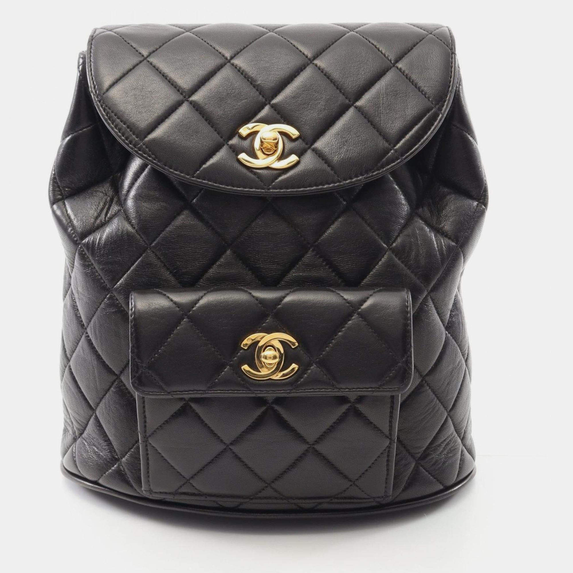 مملوكة مسبقًا Chanel Matelasse Backpack Lambskin (Sheepskin) Black