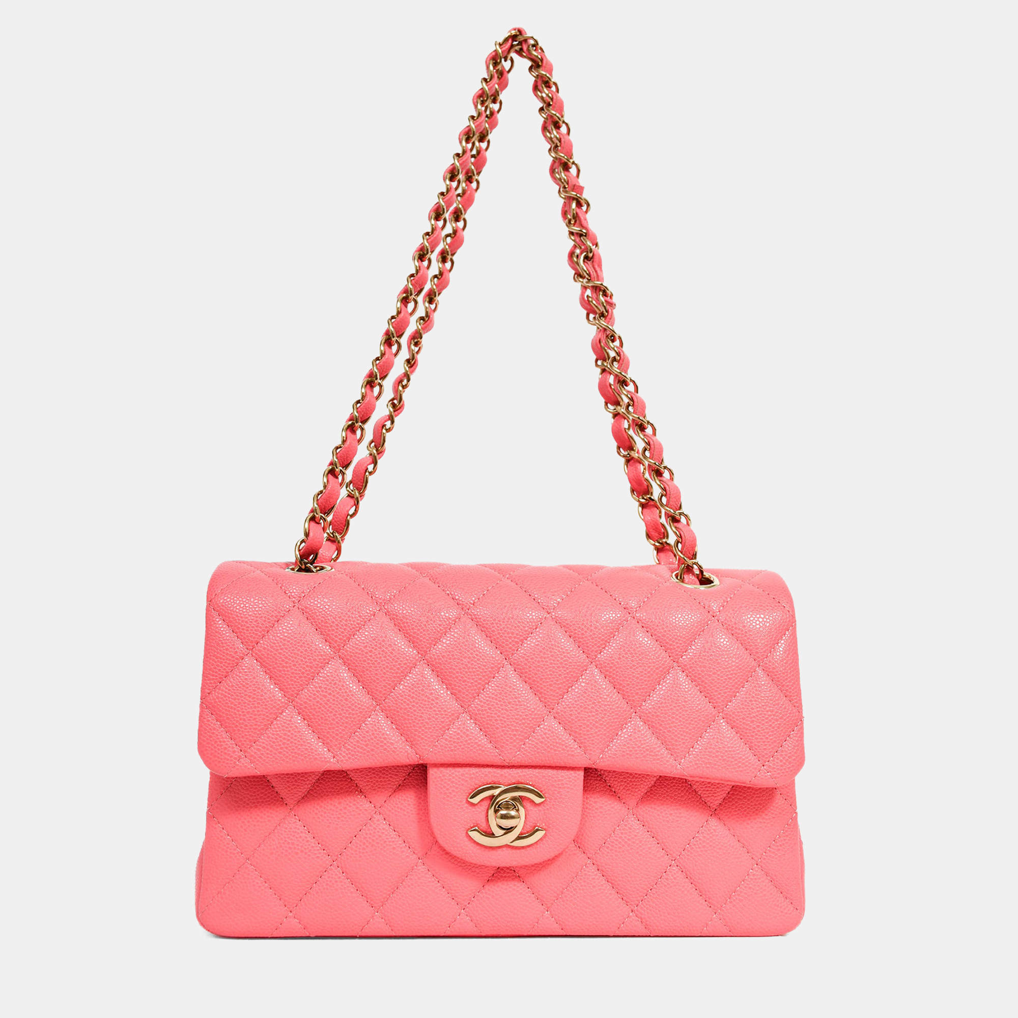 مملوكة مسبقًا Chanel 2025 Hot Pink Caviar Small Double Flap Shoulder Bag