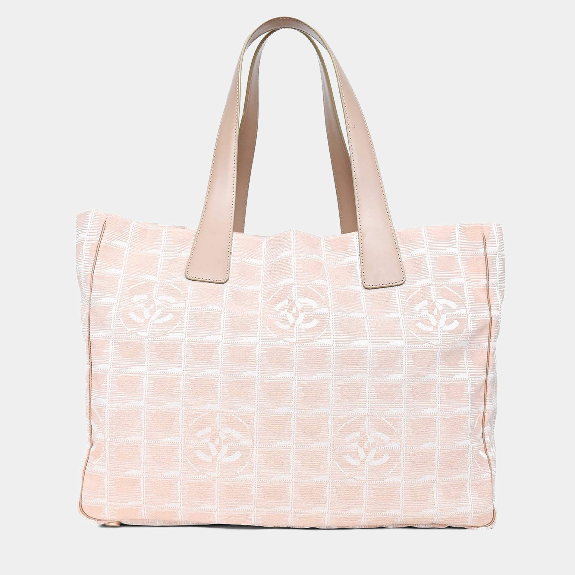مملوكة مسبقًا Chanel 2004-5 Pink Canvas Travel Ligne CC Logo Tote