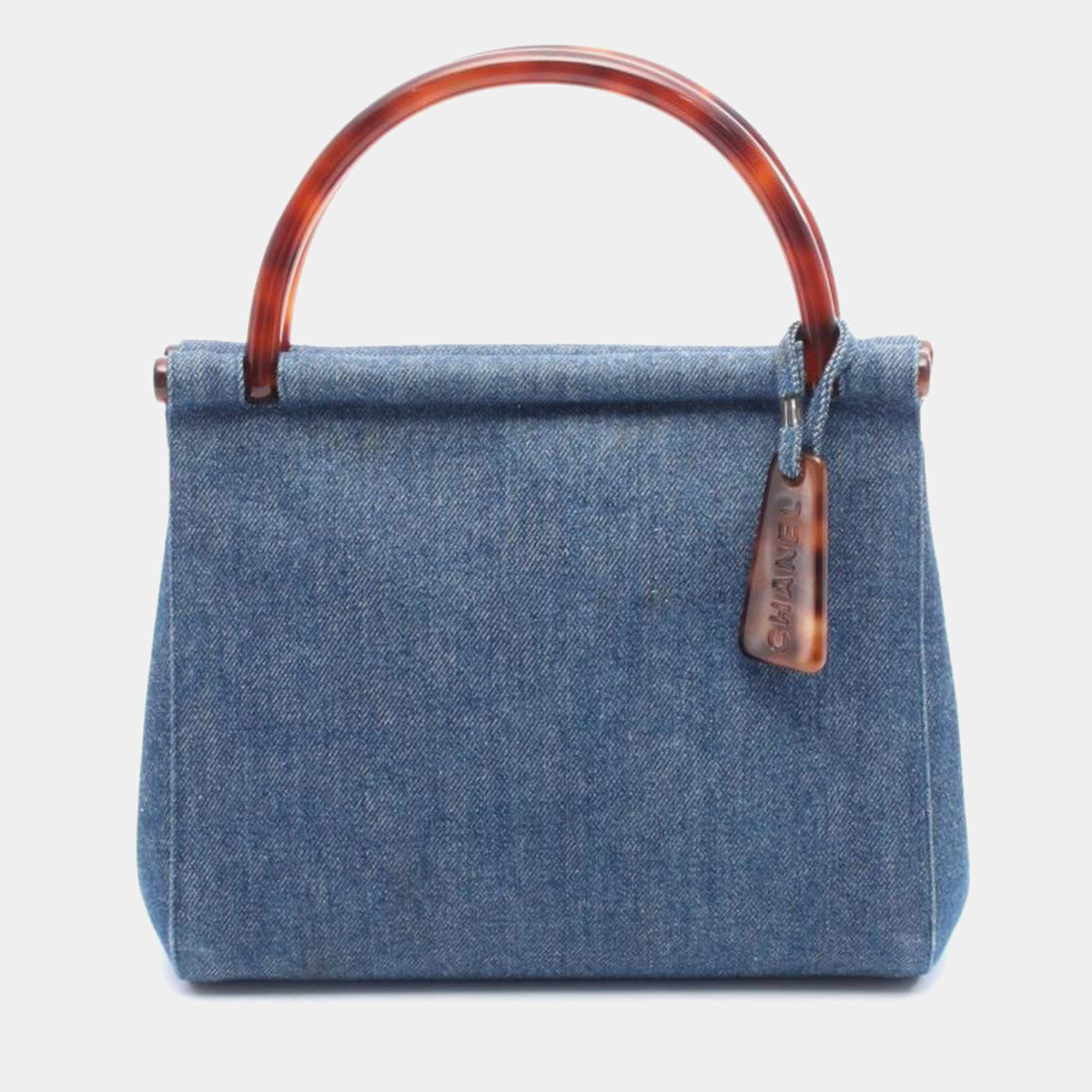 مملوكة مسبقًا Chanel Denim Vintage Resin Top Handle Bag 