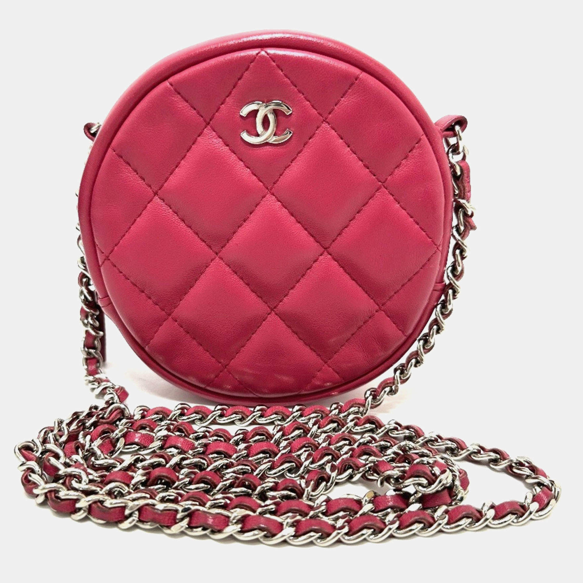 مملوكة مسبقًا Chanel Coco Mark Round Chain Shoulder Bag Lambskin  