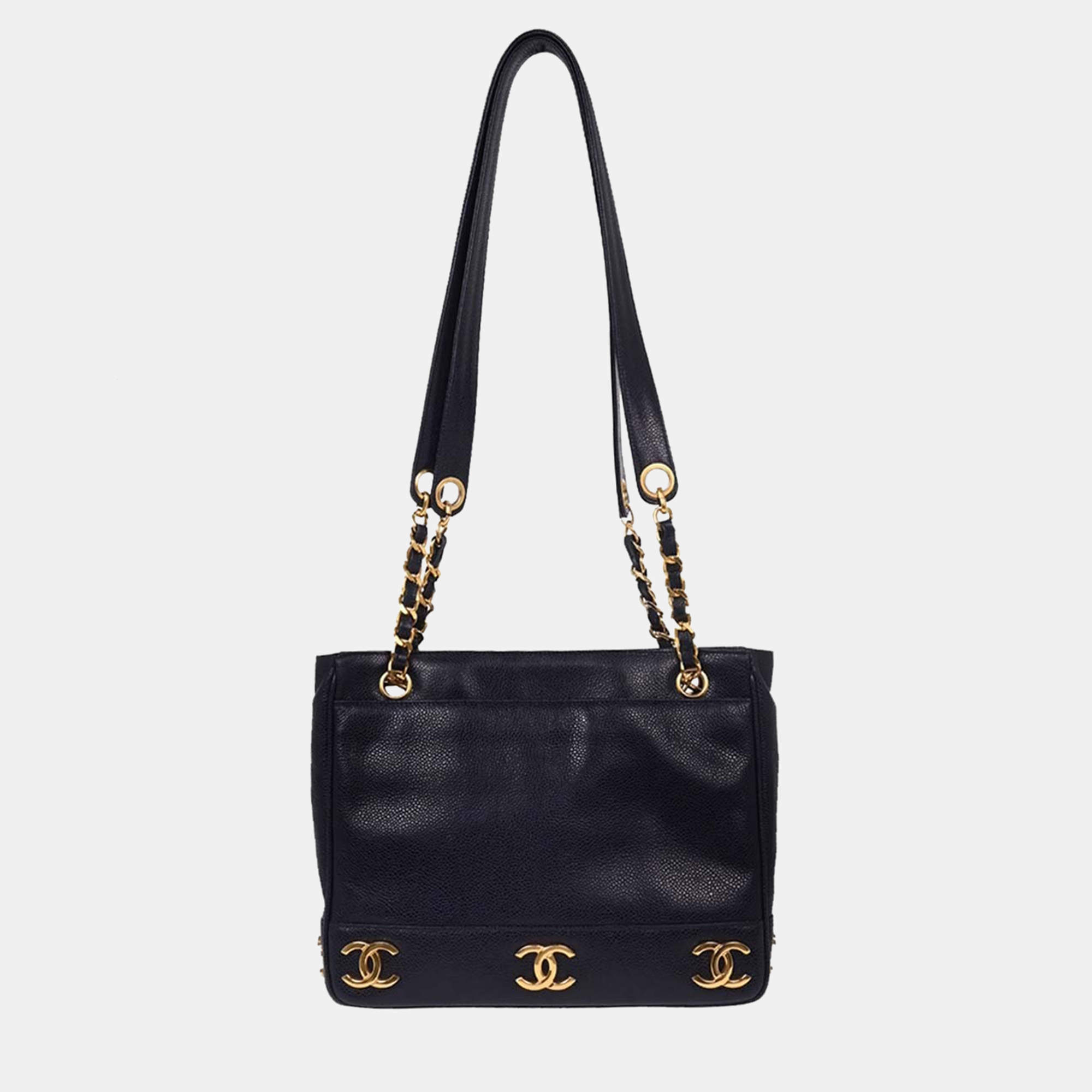 مملوكة مسبقًا Chanel Navy Calfskin Triple CC Shoulder Tote Bag