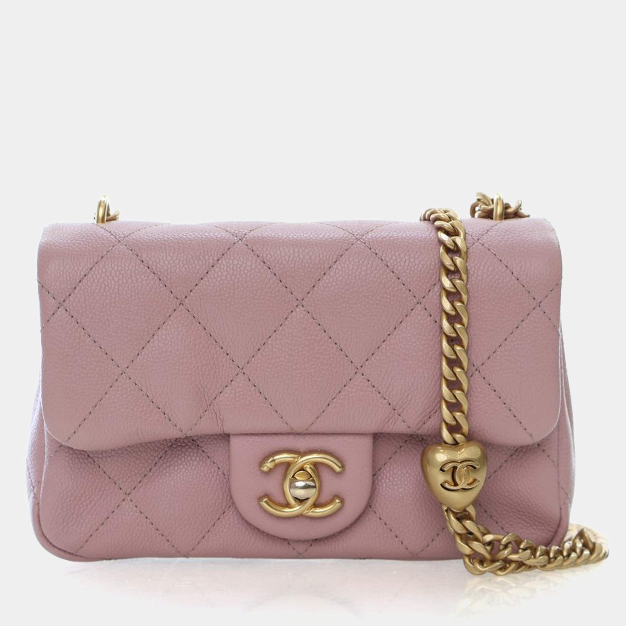 Pre Owned Chanel Mini Caviar Pearl Crush Flap Bag