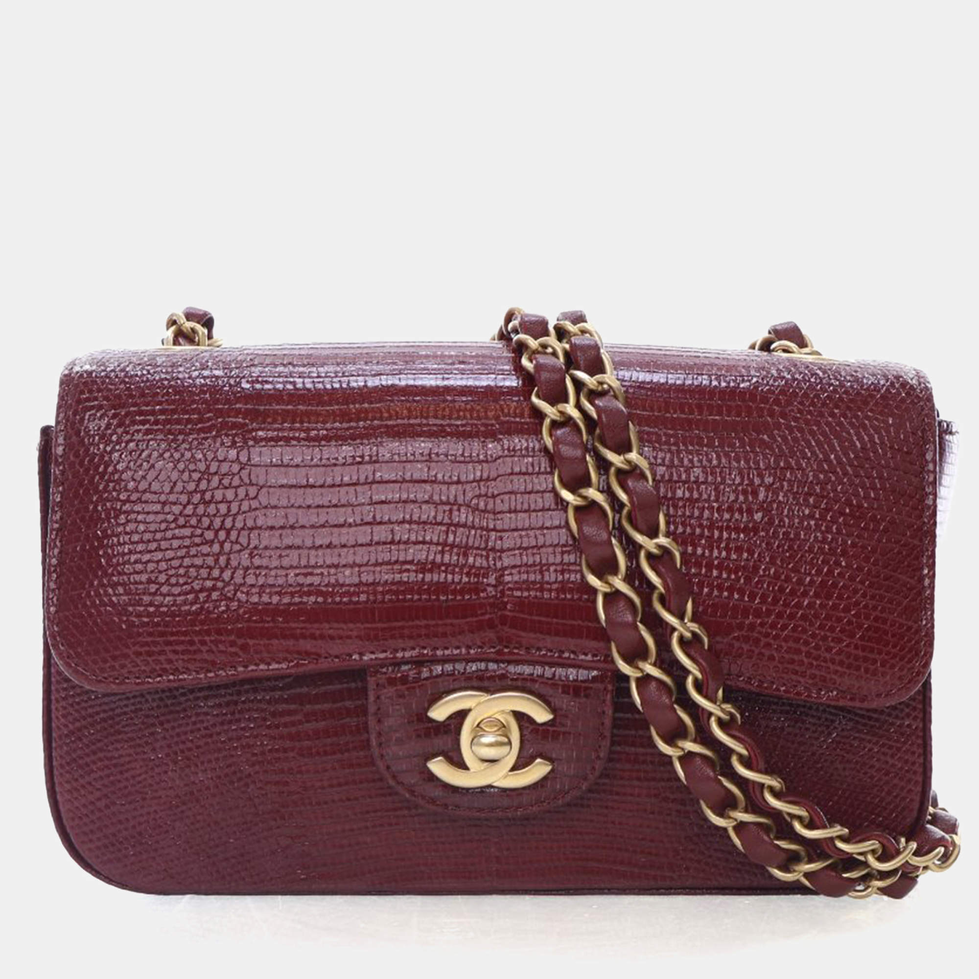 مملوكة مسبقًا Chanel Mini Red Lizard Rectangular Classic Flap Bag