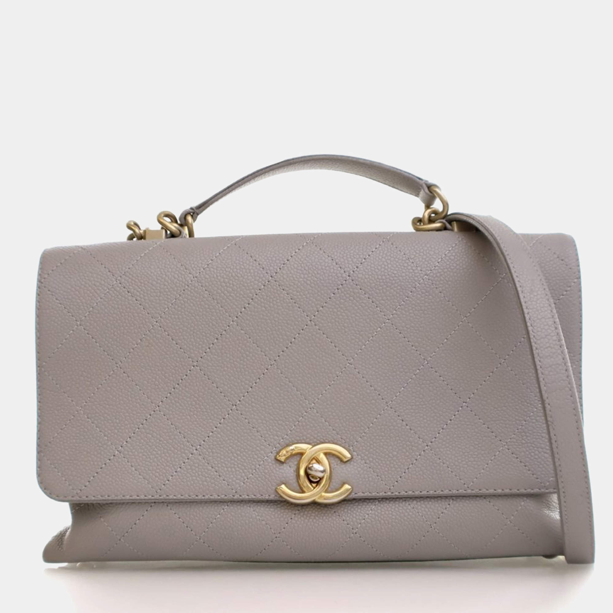 مملوكة مسبقًا Chanel Medium Grey Caviar Chic Affinity Flap Bag