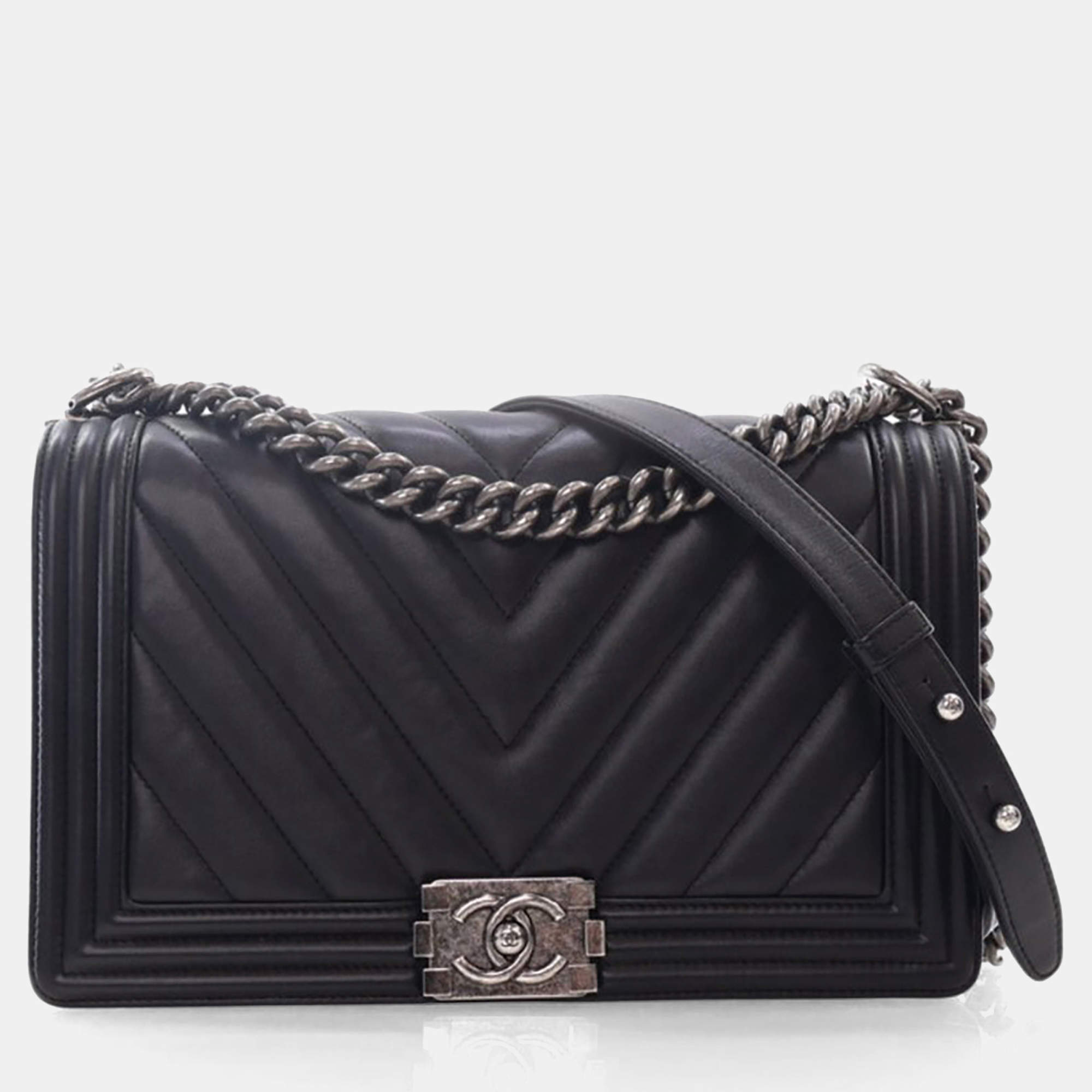 Pre Owned Chanel Large Chevron Boy Bag