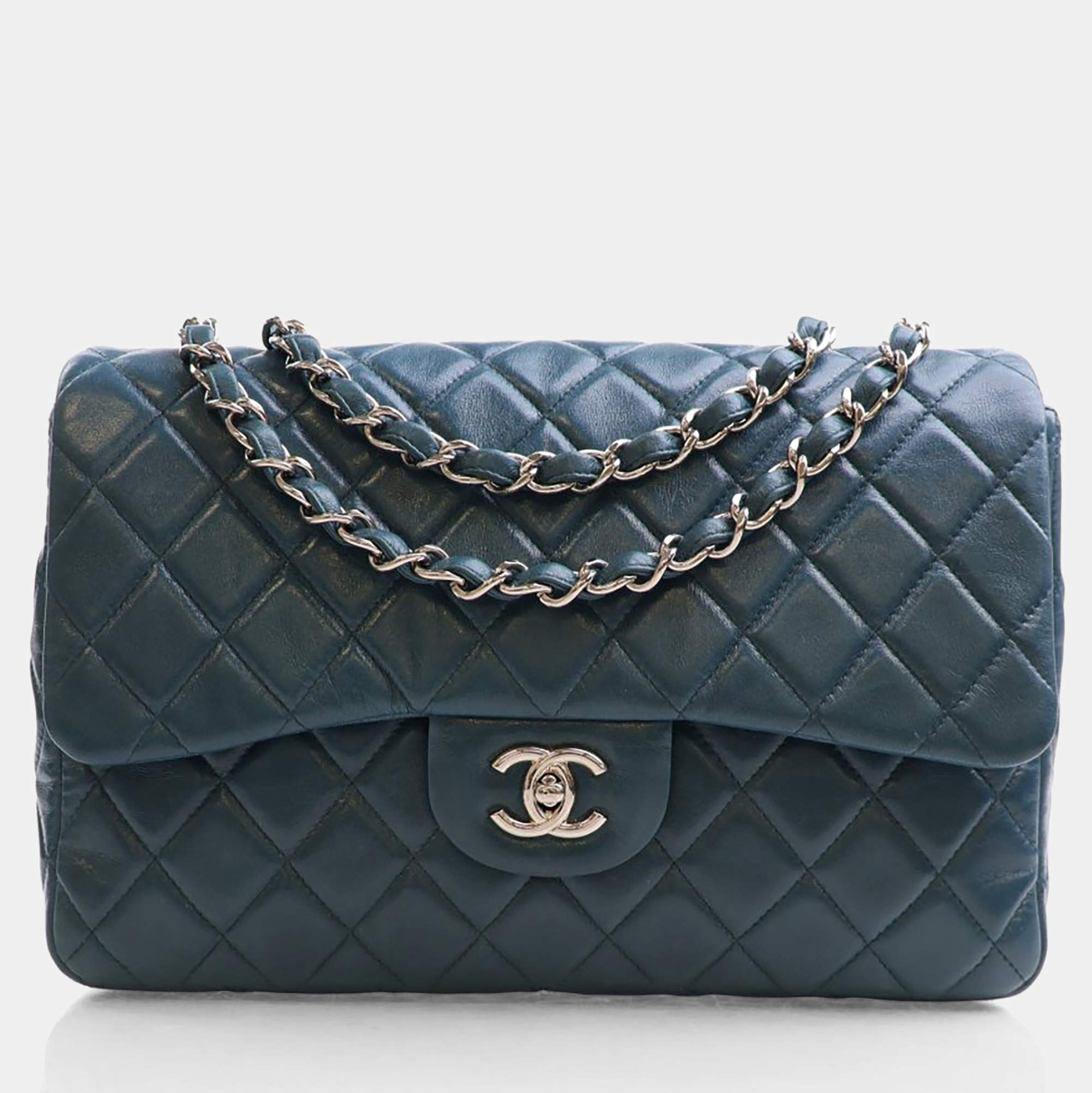 Pre Owned حقيبة شانيل جامبو لامبسكين كلاسيك غطاء مفرد