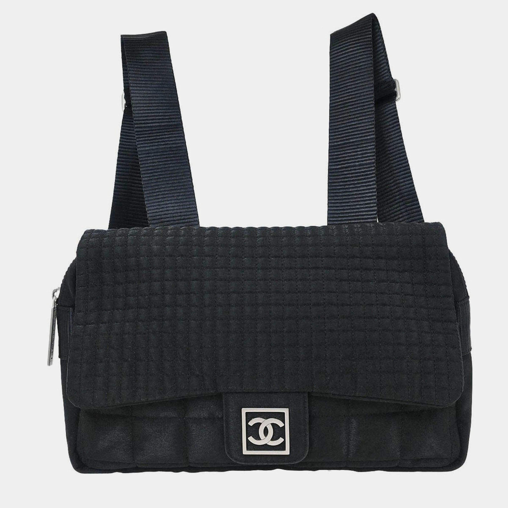 Pre Owned Chanel Black Nylon Sport Line Choco Bar Backpack