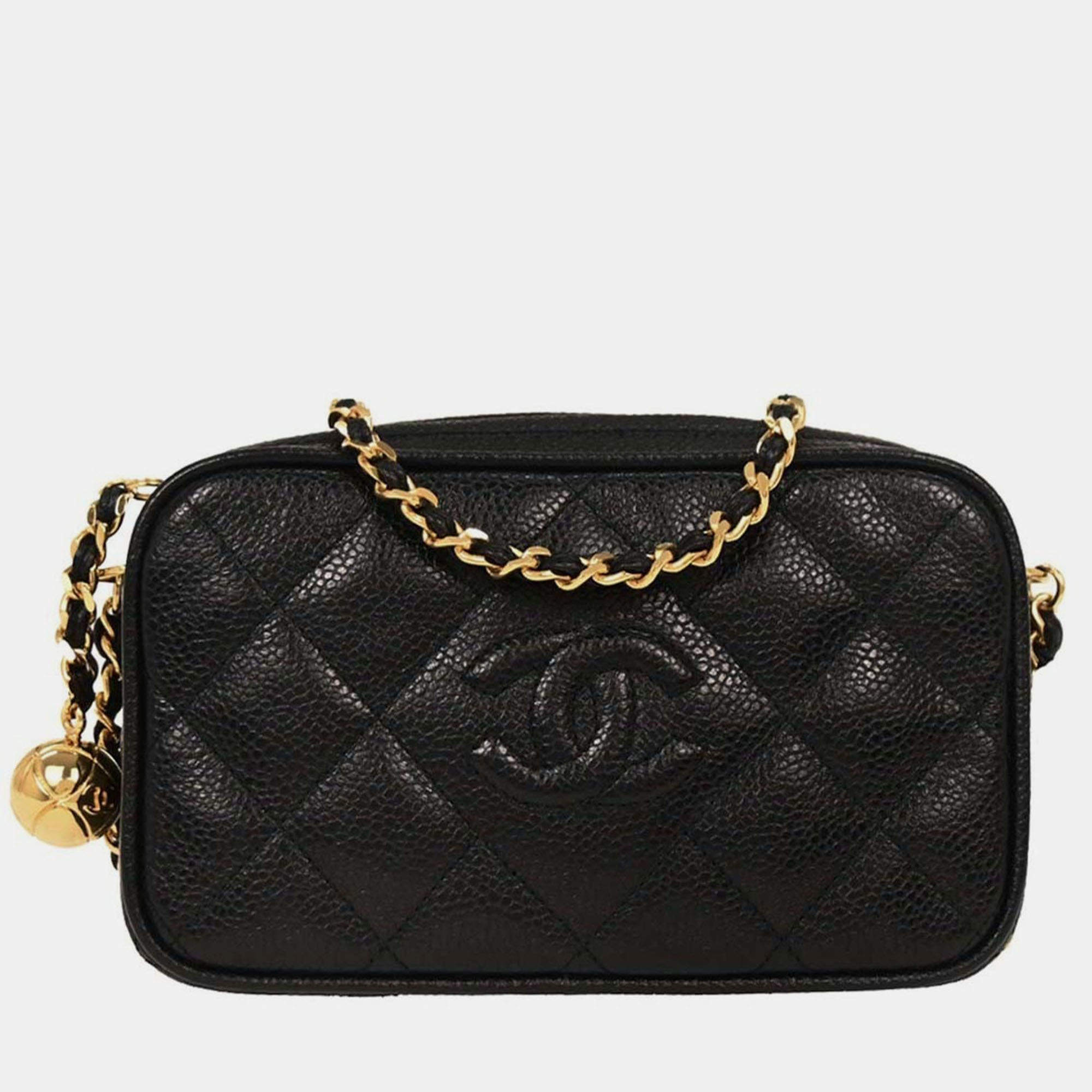 Pre Owned Chanel Black Calfskin Camera Bag Mini