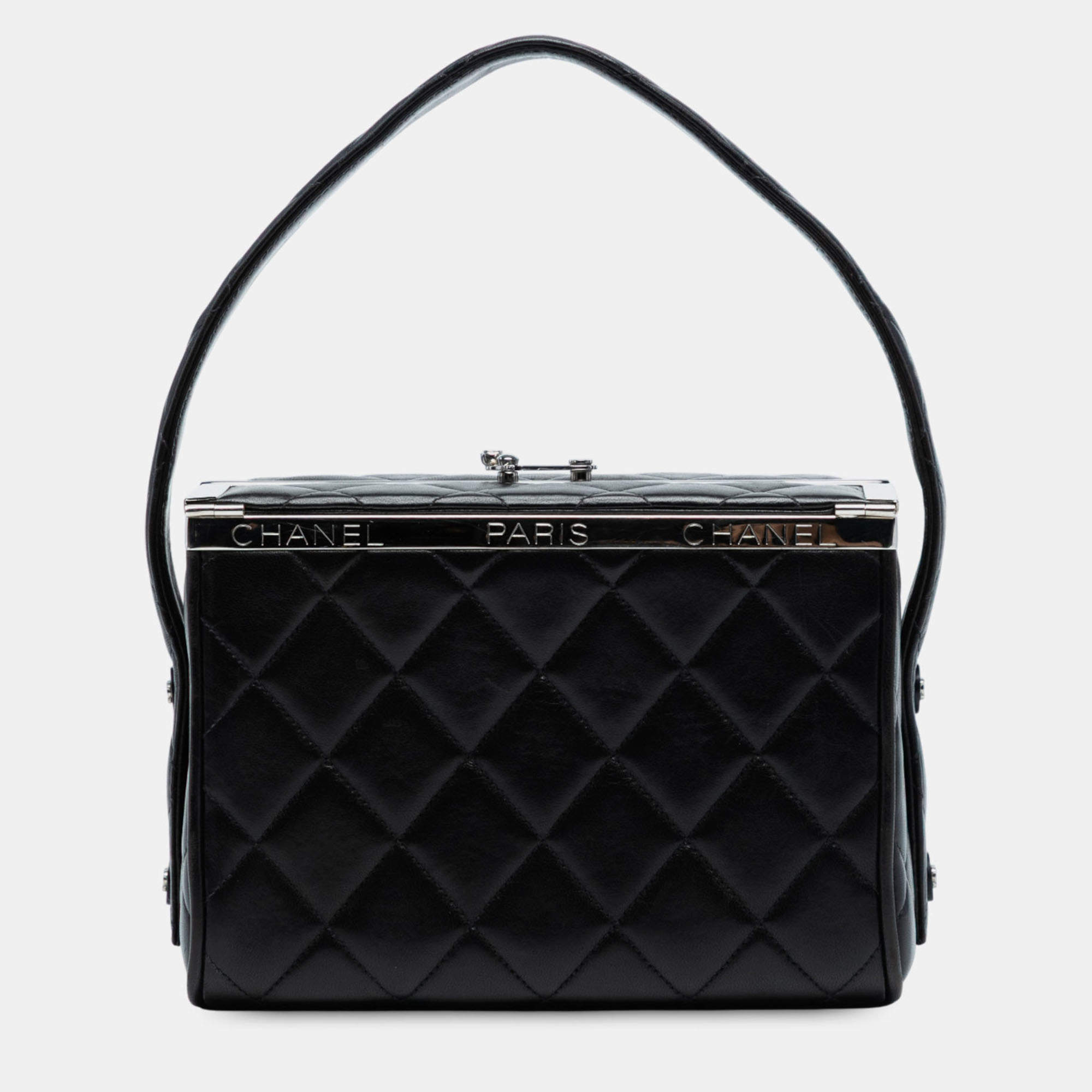 مملوكة مسبقًا Chanel Black Quilted Lambskin Leather Box Bag